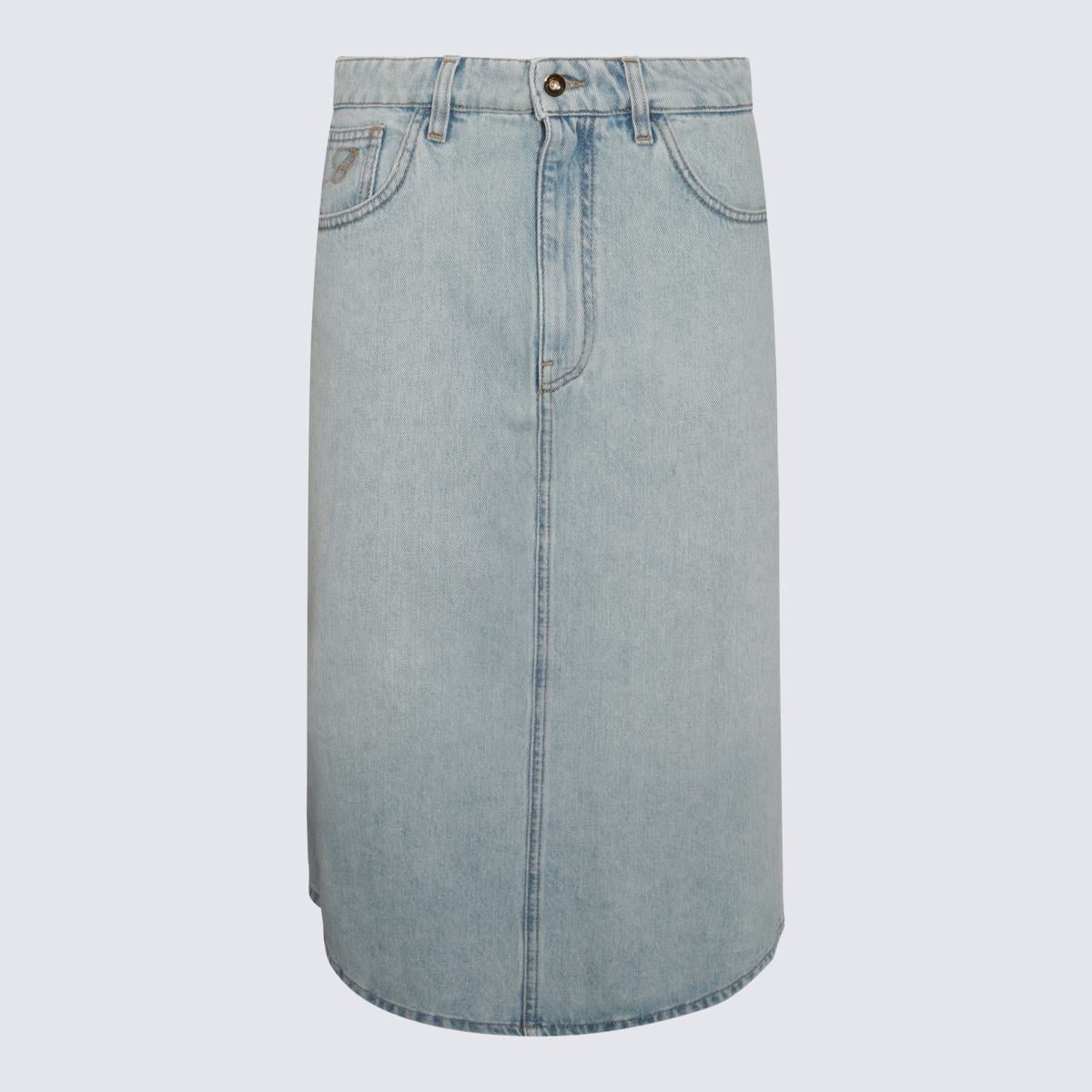 Blumarine Blue Cotton Denim Skirt - 1