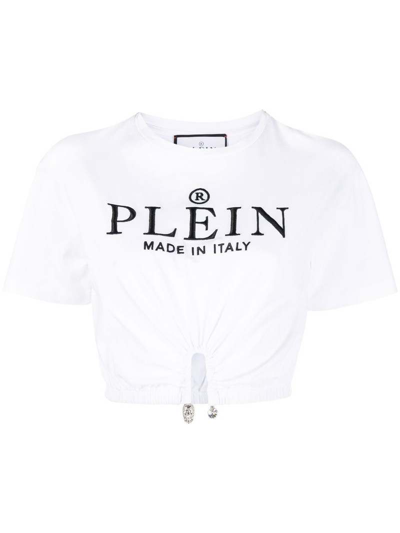 embroidered-logo cropped T-shirt 1