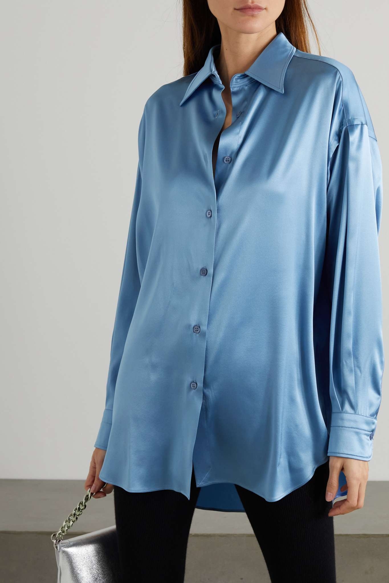 Oversized silk and Lyocell-blend satin shirt - 3