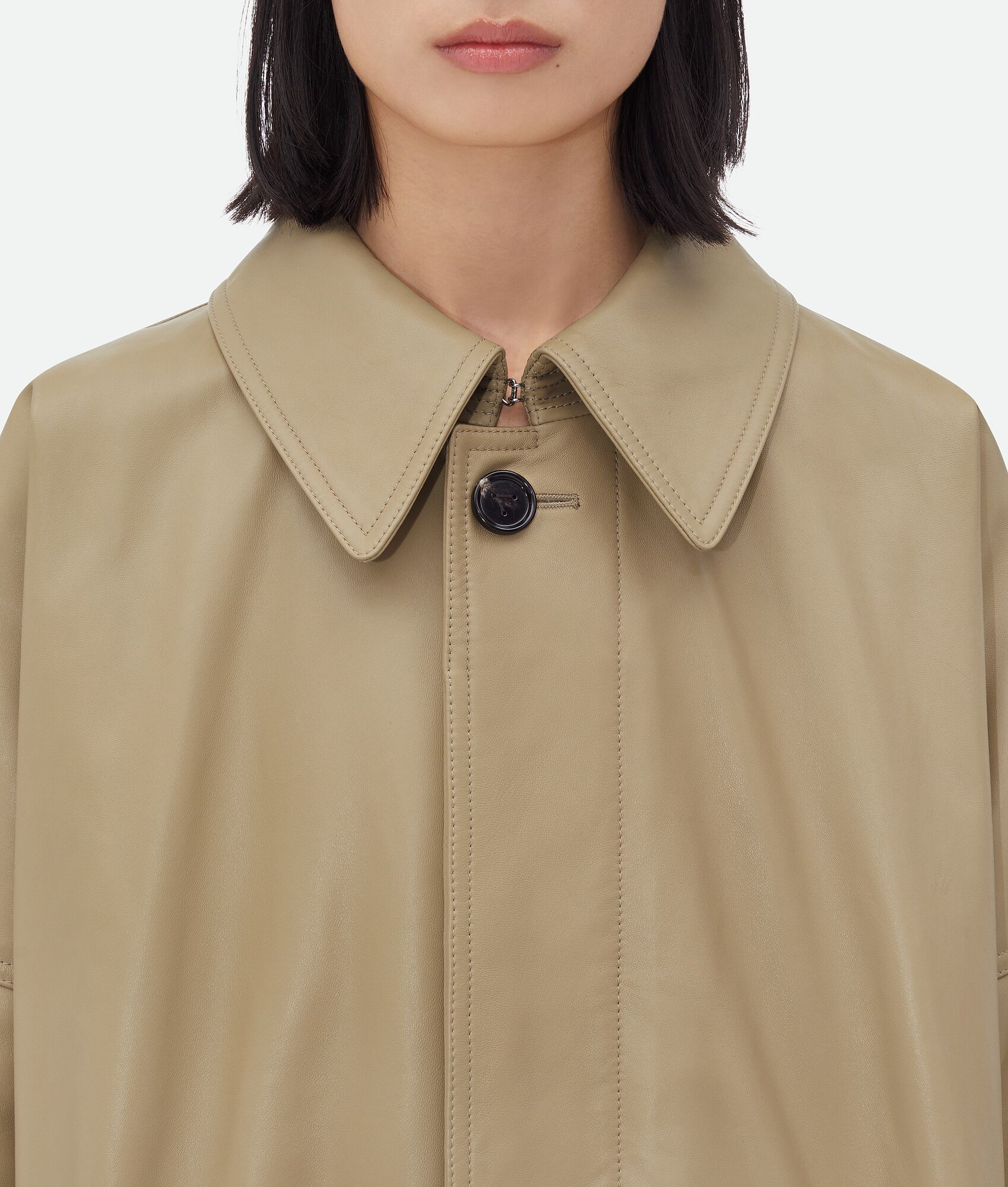 Leather Coat With Check Lining - 5