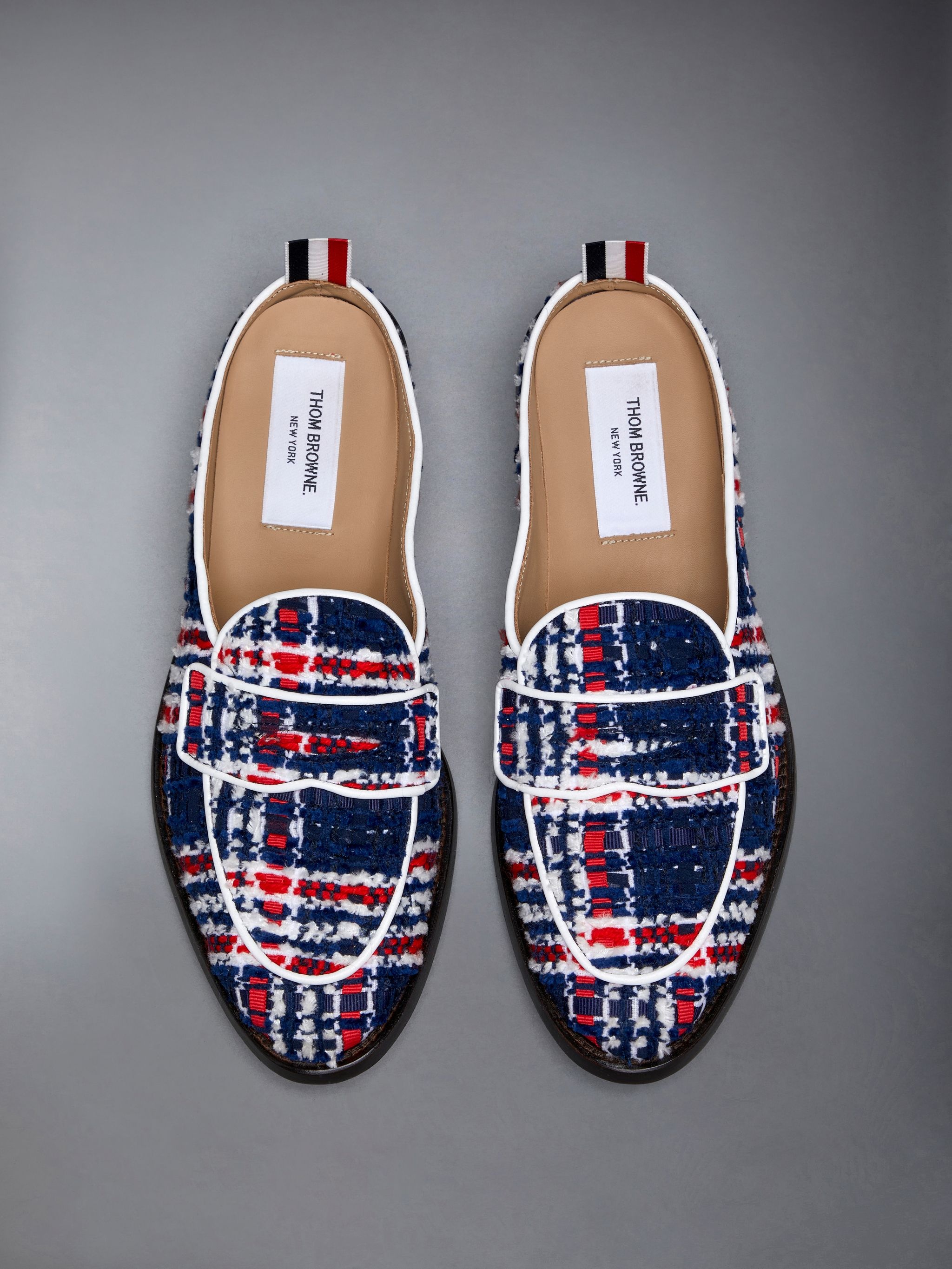 Prince of Wales Check Chenille Tweed Varsity Penny Loafer Mule - 5