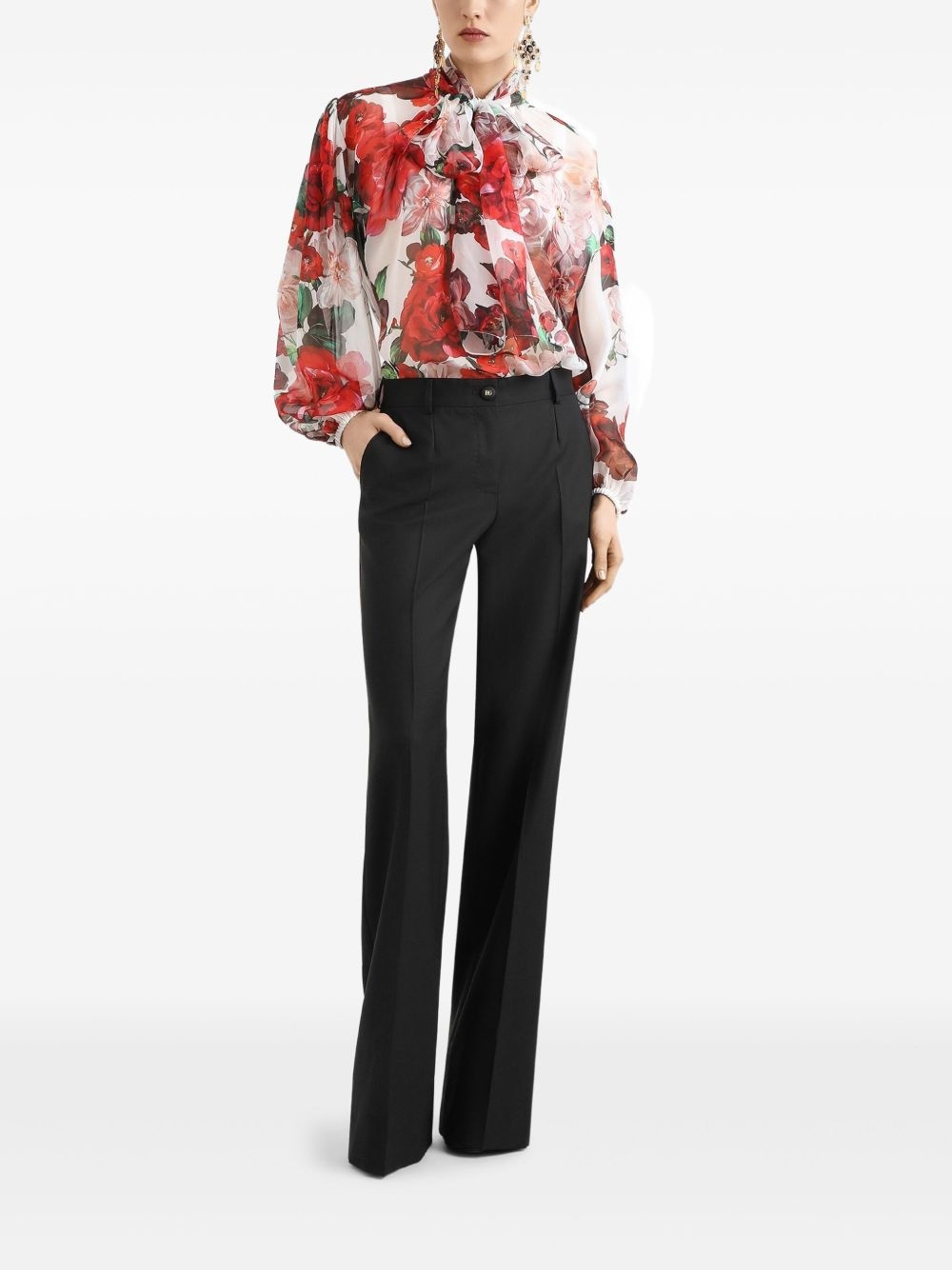 Rose-print chiffon blouse - 2