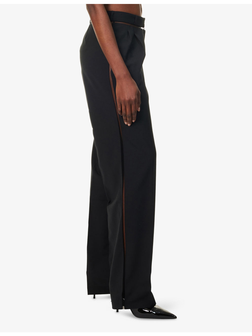 Mesh-Panel Straight-Leg Stretch-Woven Trousers - 3