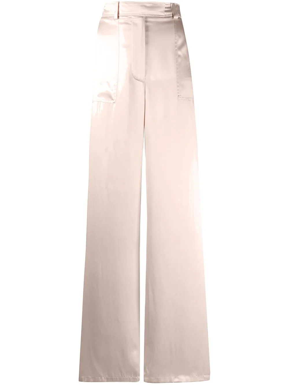 high-rise wide-leg satin trousers - 1