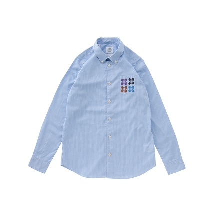 V+V B.D. SHIRT FLORAL STENCIL W BLUE STRIPE - 1