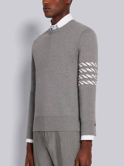 Thom Browne Grey Cotton Milano Stitch Silk 4-Bar Crewneck Pullover outlook