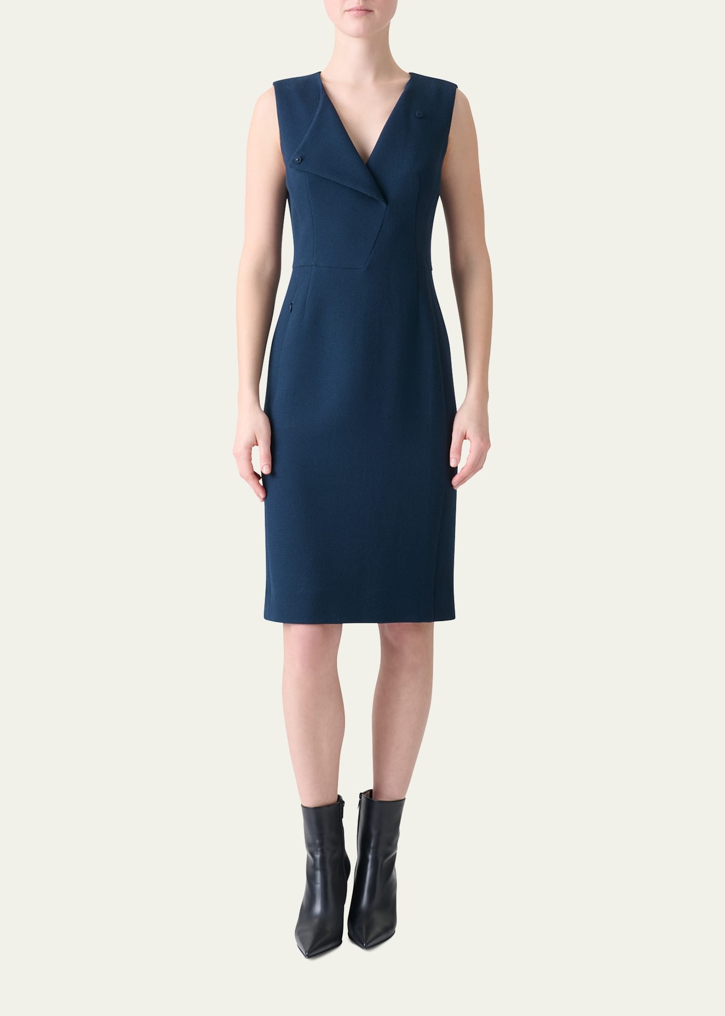 Double-Face Wool Crepe Sheath Dress - 2