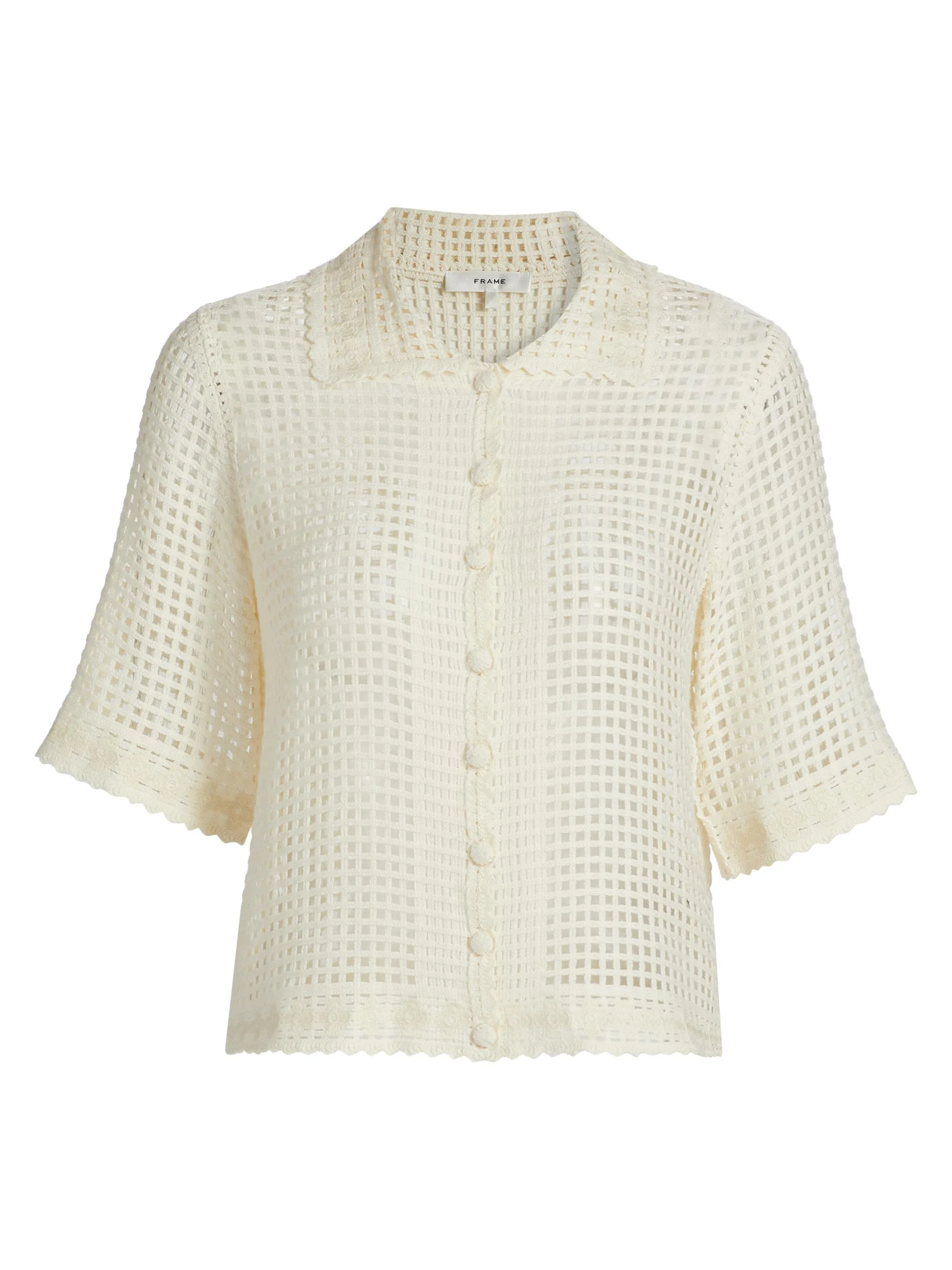Women's The Crochet Short-Sleeve Top - Cream - 1