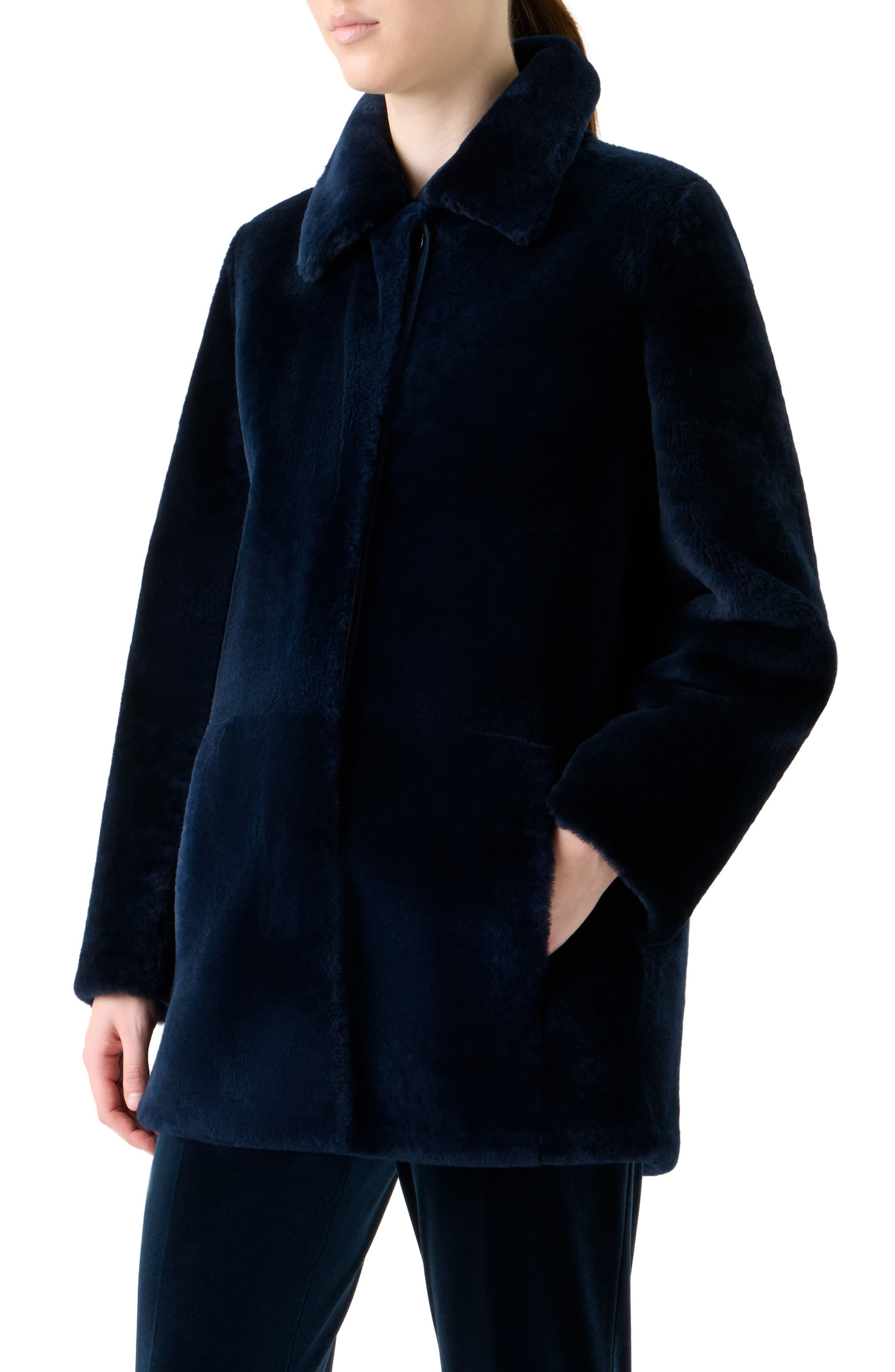 Akris Yaron Genuine Merino Shearling Jacket in Navy at Nordstrom - 3