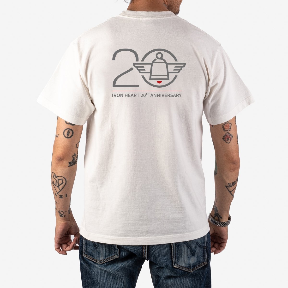 7.5oz Printed "20th Anniversary" Loopwheel Crew Neck T-Shirt - White - 3