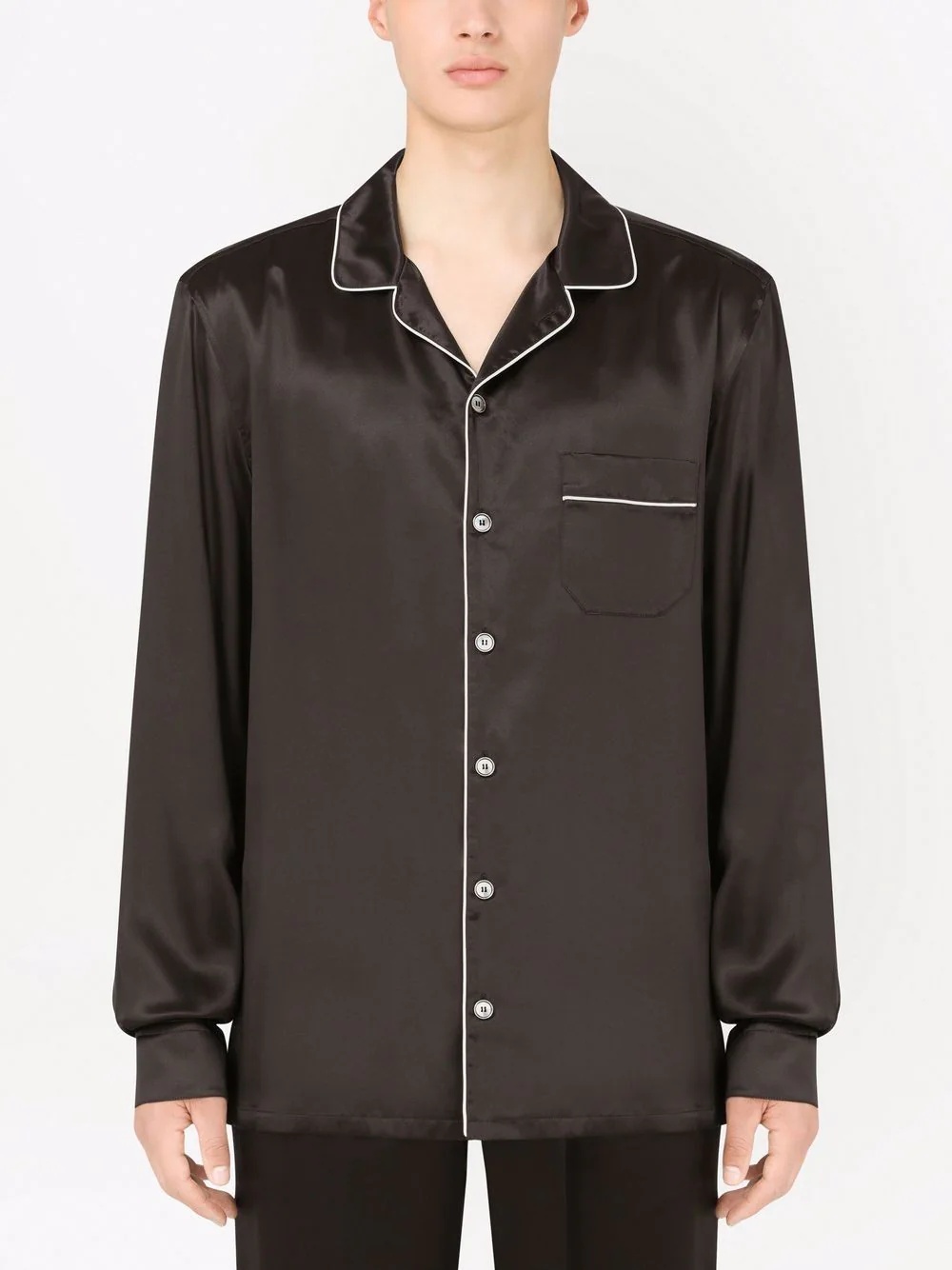 piped-trim silk shirt - 3