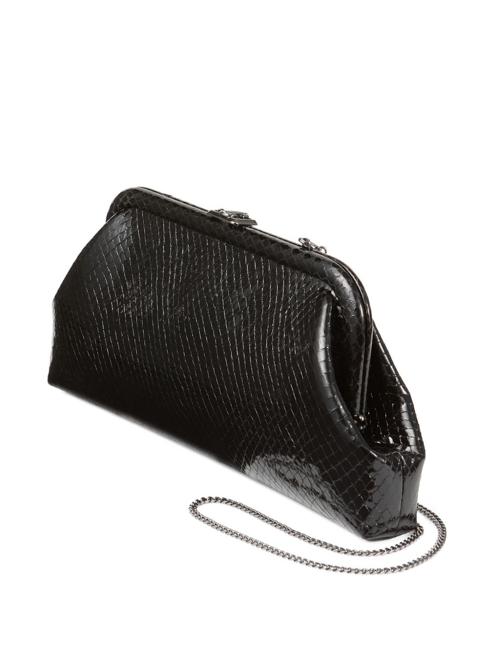 Skylar snake-printed leather clutch bag - 3