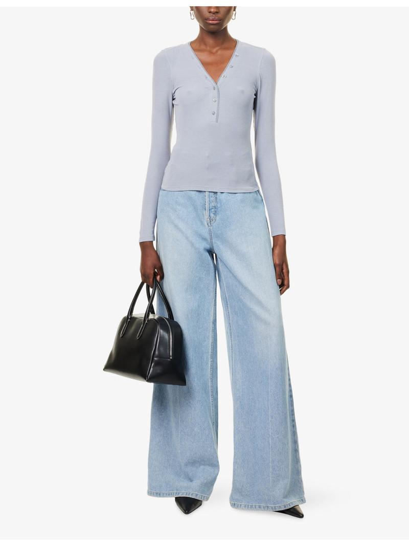 FRAME The Henley Ribbed Modal-Jersey Top outlook