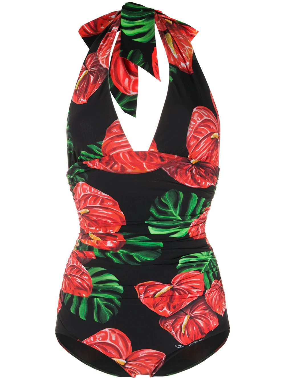 Anthurium print swimsuit - 1