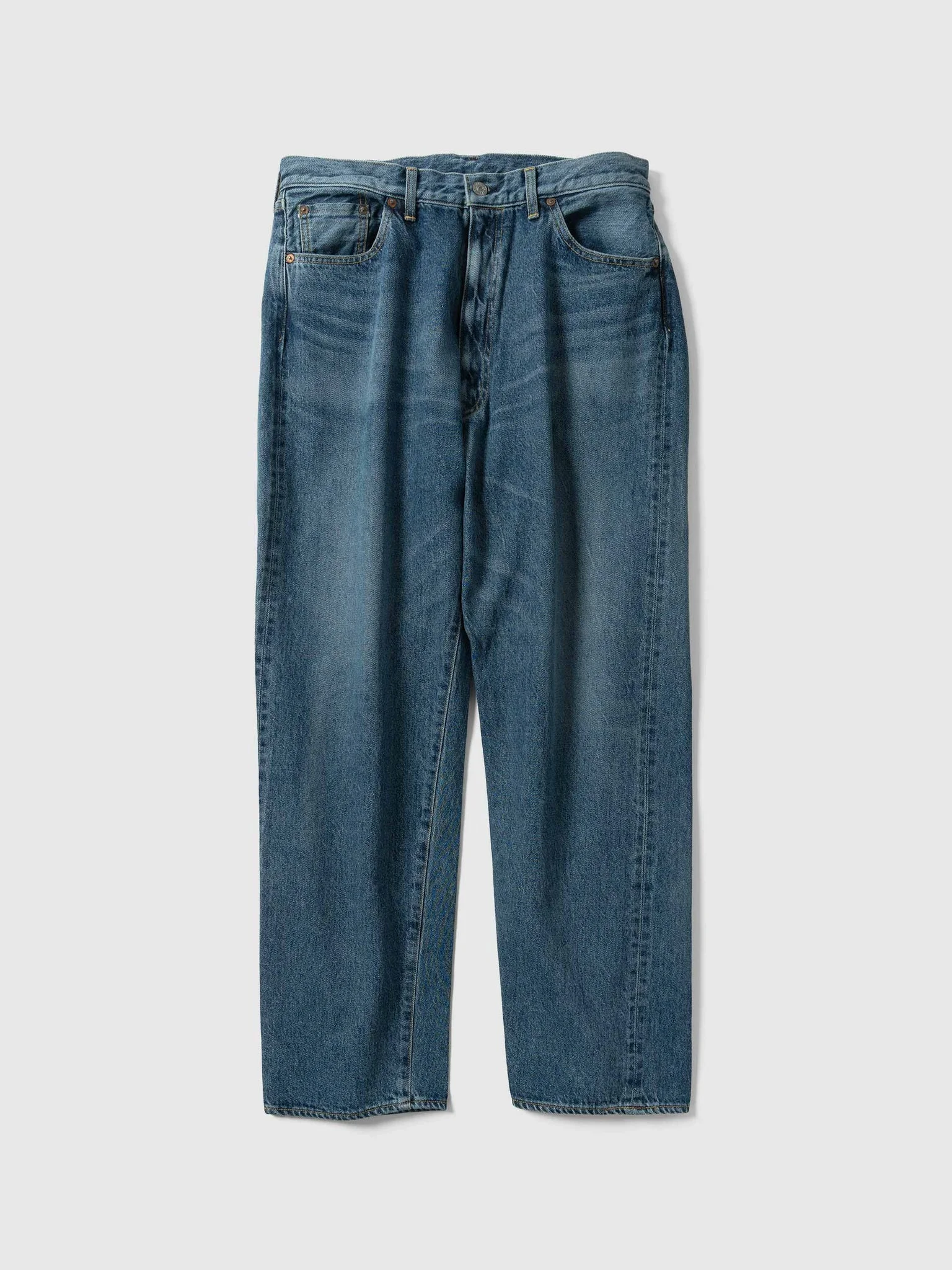 5P Zipper Front Denim Pants Indigo Vintage Wash - 1