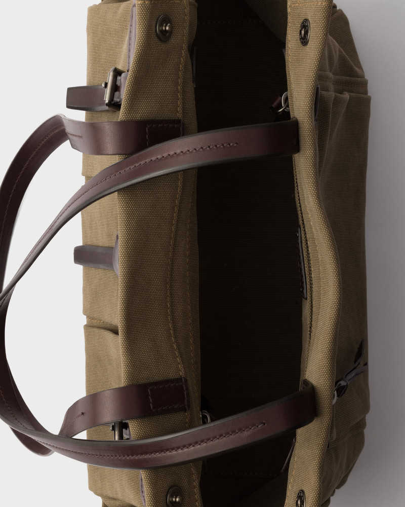 Prada Route large canvas and leather tote bag 4
