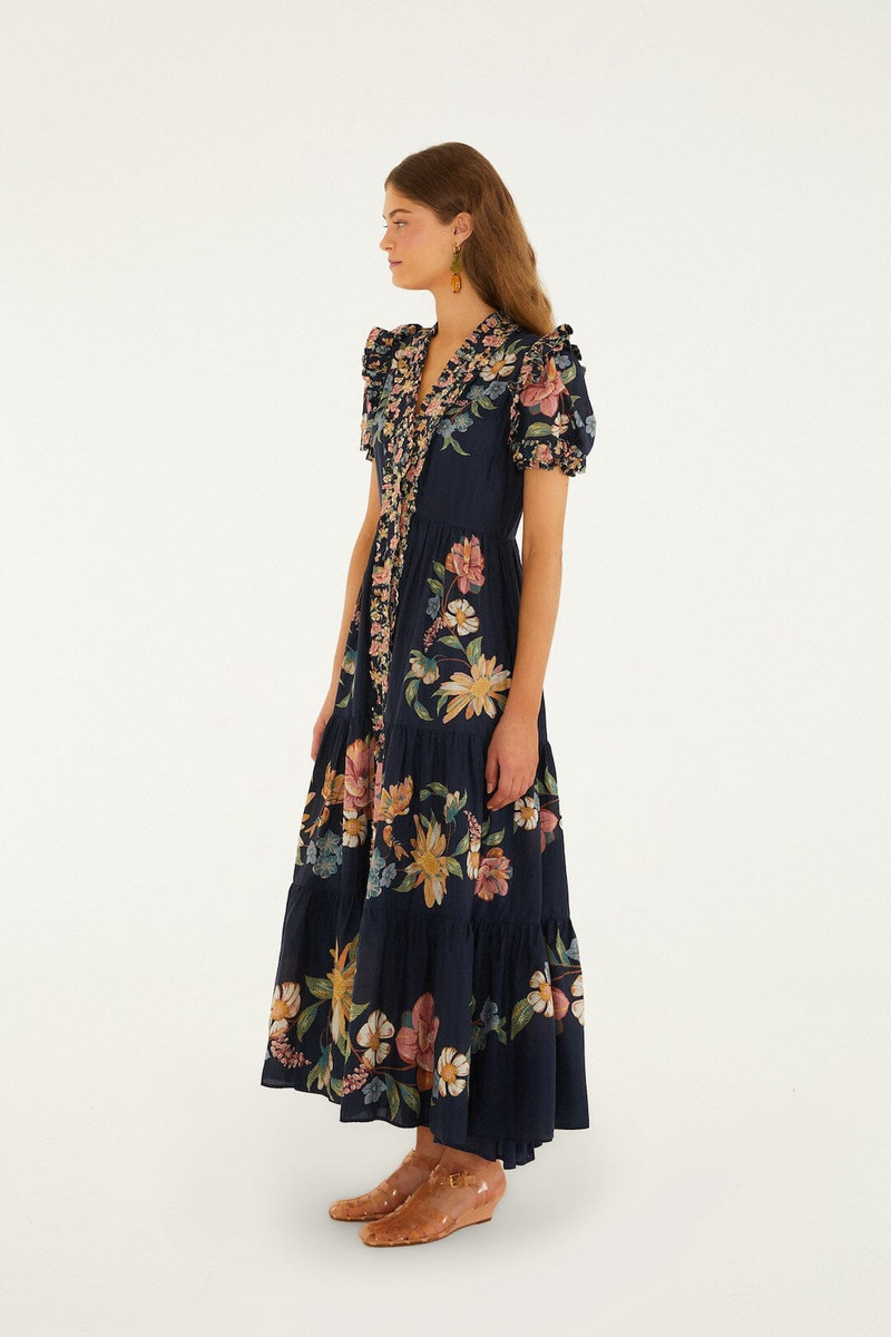 Dark Blue Maira Floral Short Sleeve Maxi Dress 4