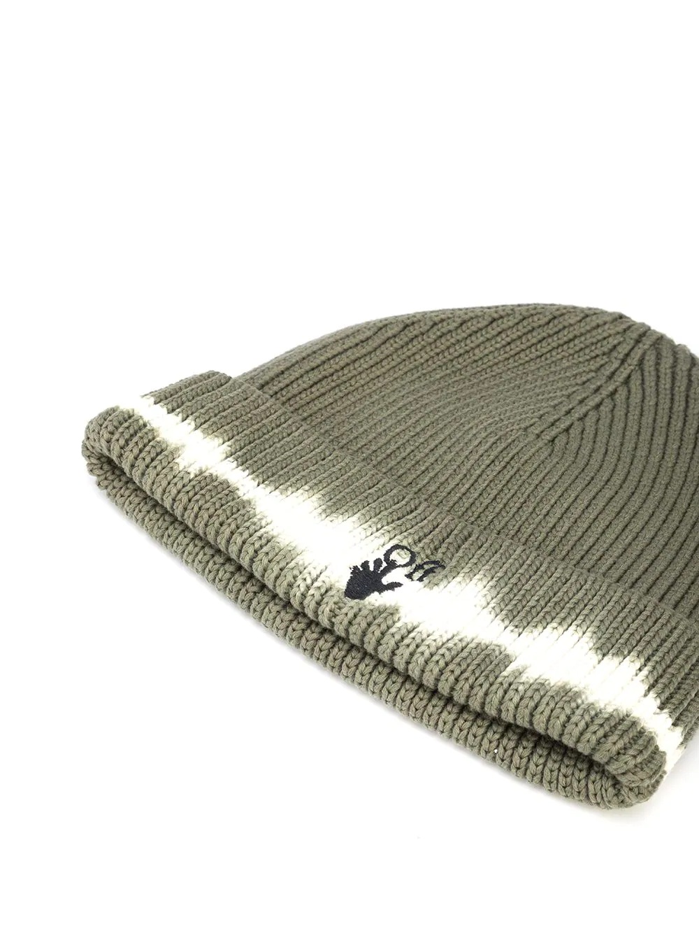 logo embroidered ribbed cotton beanie - 2