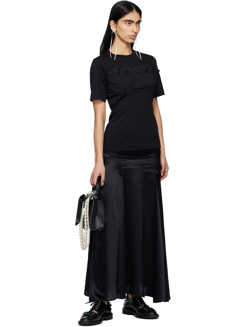 Simone Rocha Black Long Slit Bias Cut Maxi Skirt outlook