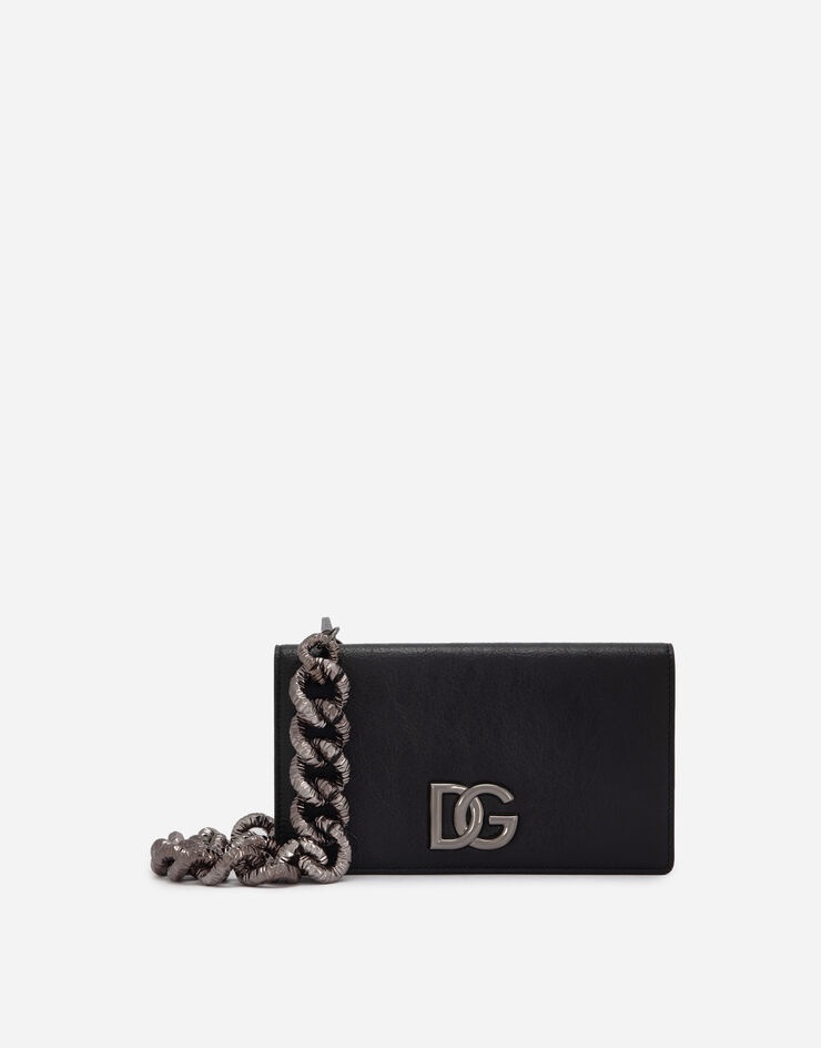 Matte nappa leather wallet with strap and crossover DG logo - 1