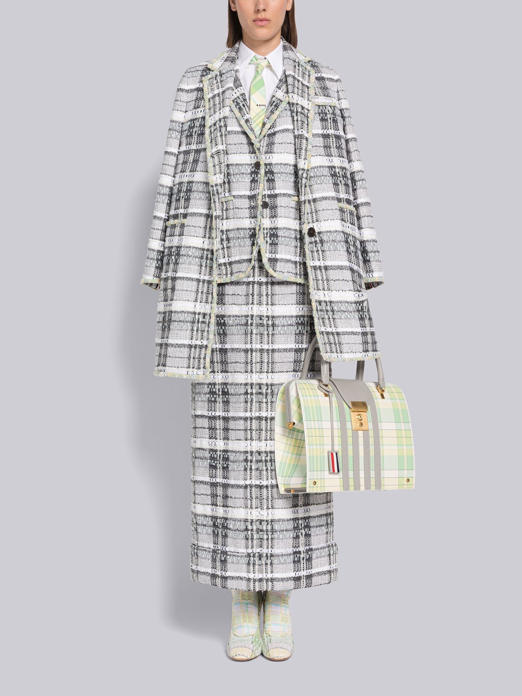 Chenille Madras Tweed Pearl Sack Sport Coat - 4