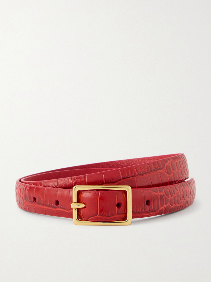 Croc-effect Leather Belt 1