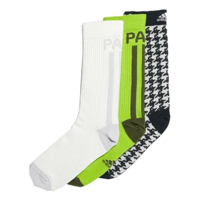 adidas originals x IVY PARK Crossover Contrasting Colors Logo Sports Mid Calf Socks 3 Pairs White / 1