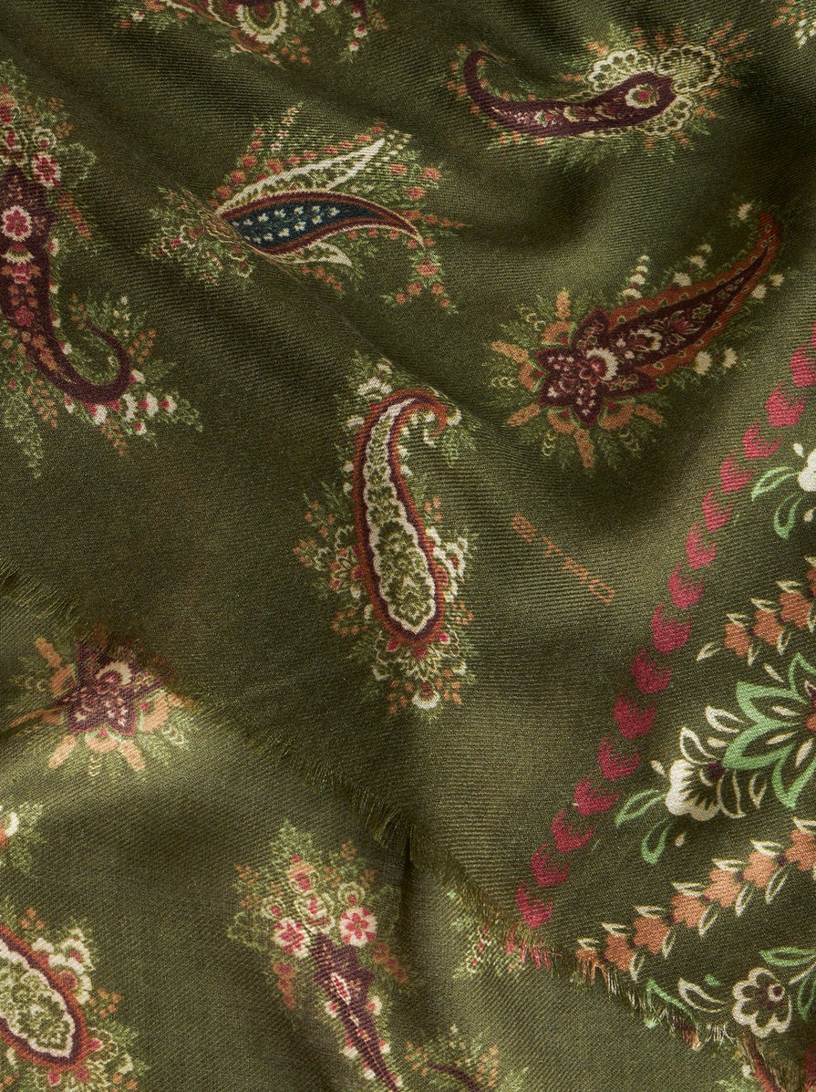 MICRO PAISLEY FOLIAGE CASHMERE AND SILK SCARF - 2