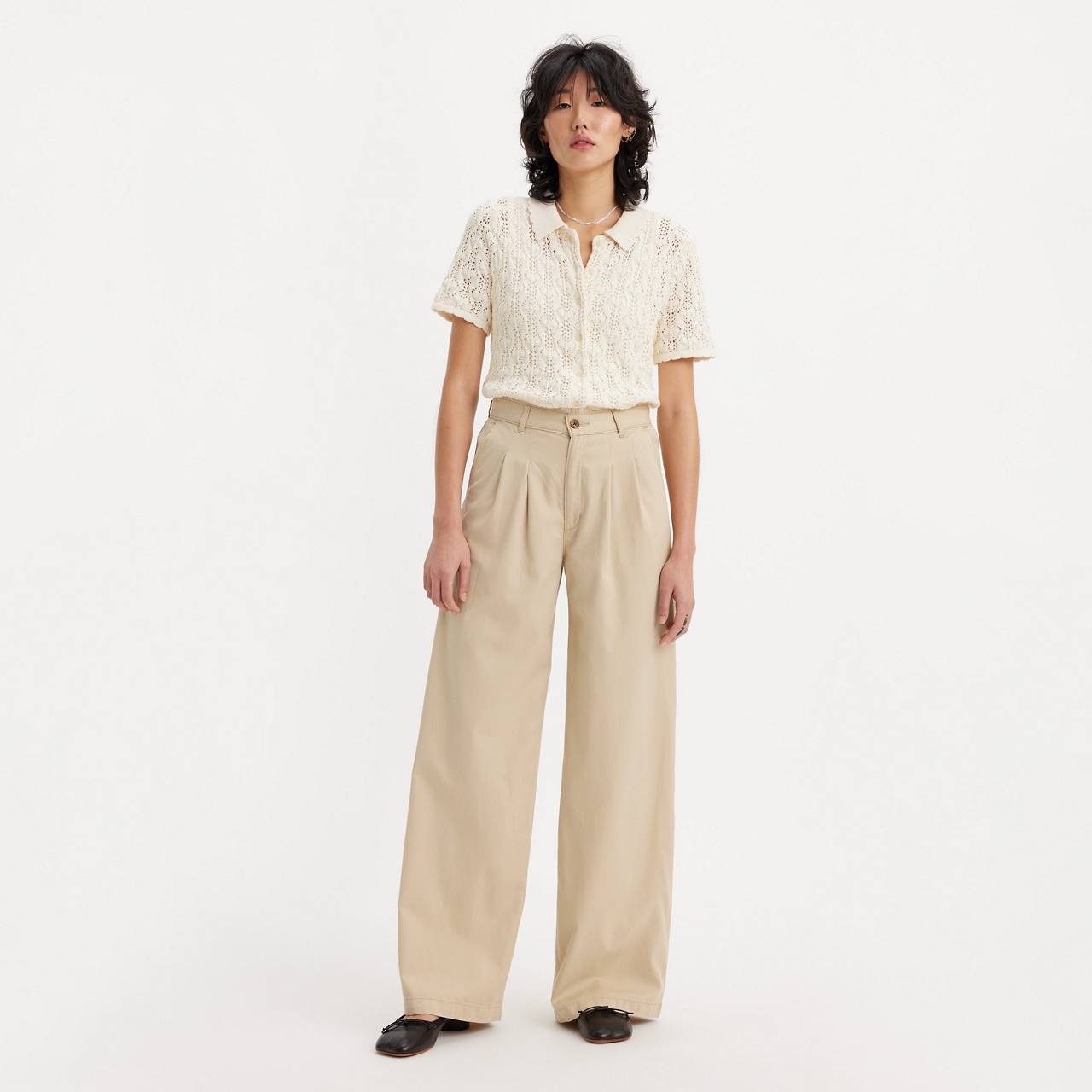 PLEATED WIDE LEG WOMEN'S TROUSER PANTS - 2