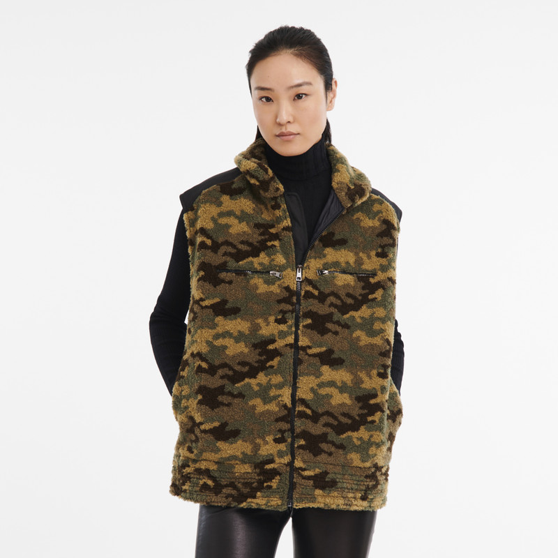 Longchamp Sleeveless cardigan Khaki - Fleece outlook