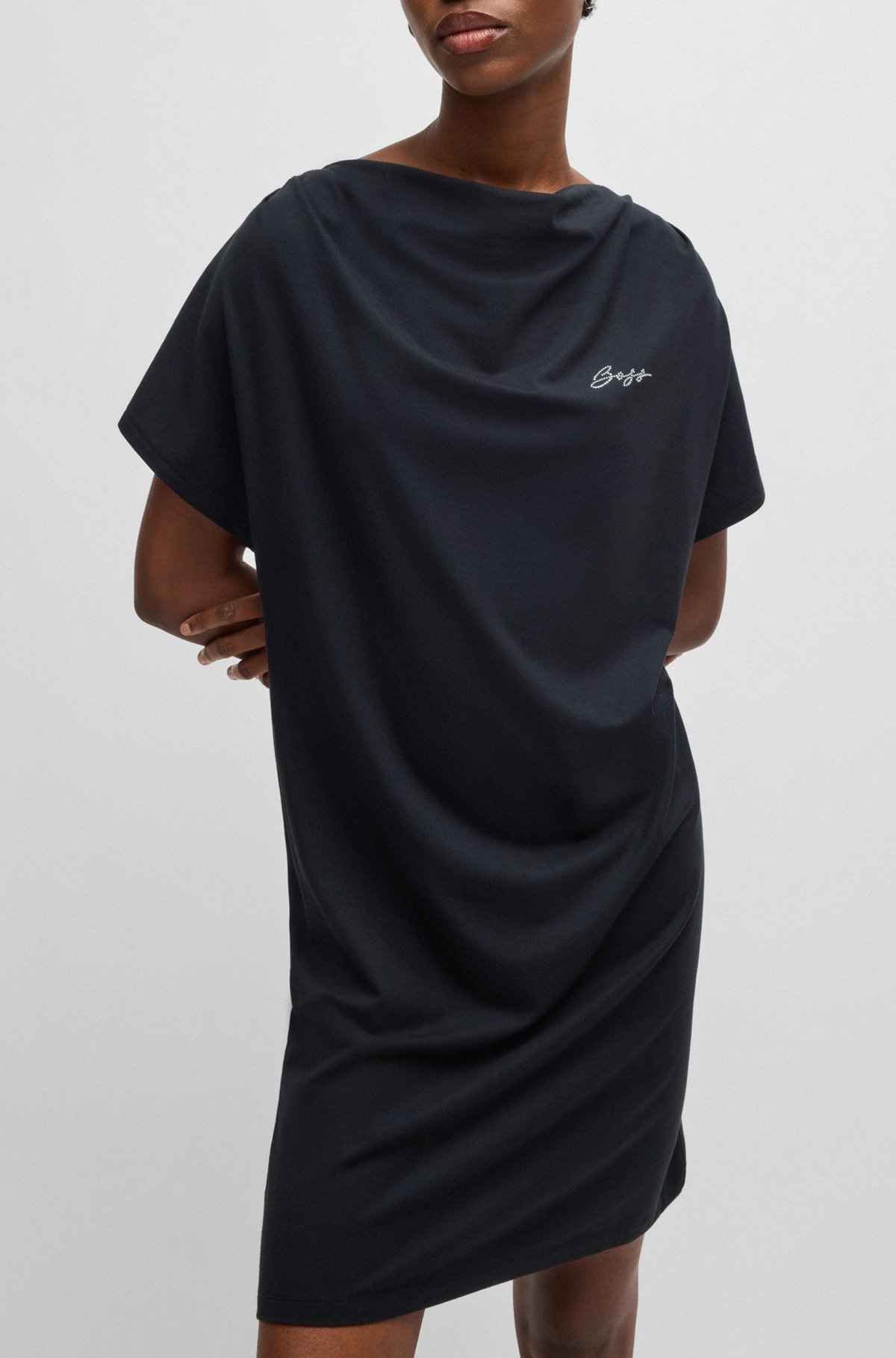T-SHIRT DRESS WITH CRYSTAL LOGO - 6