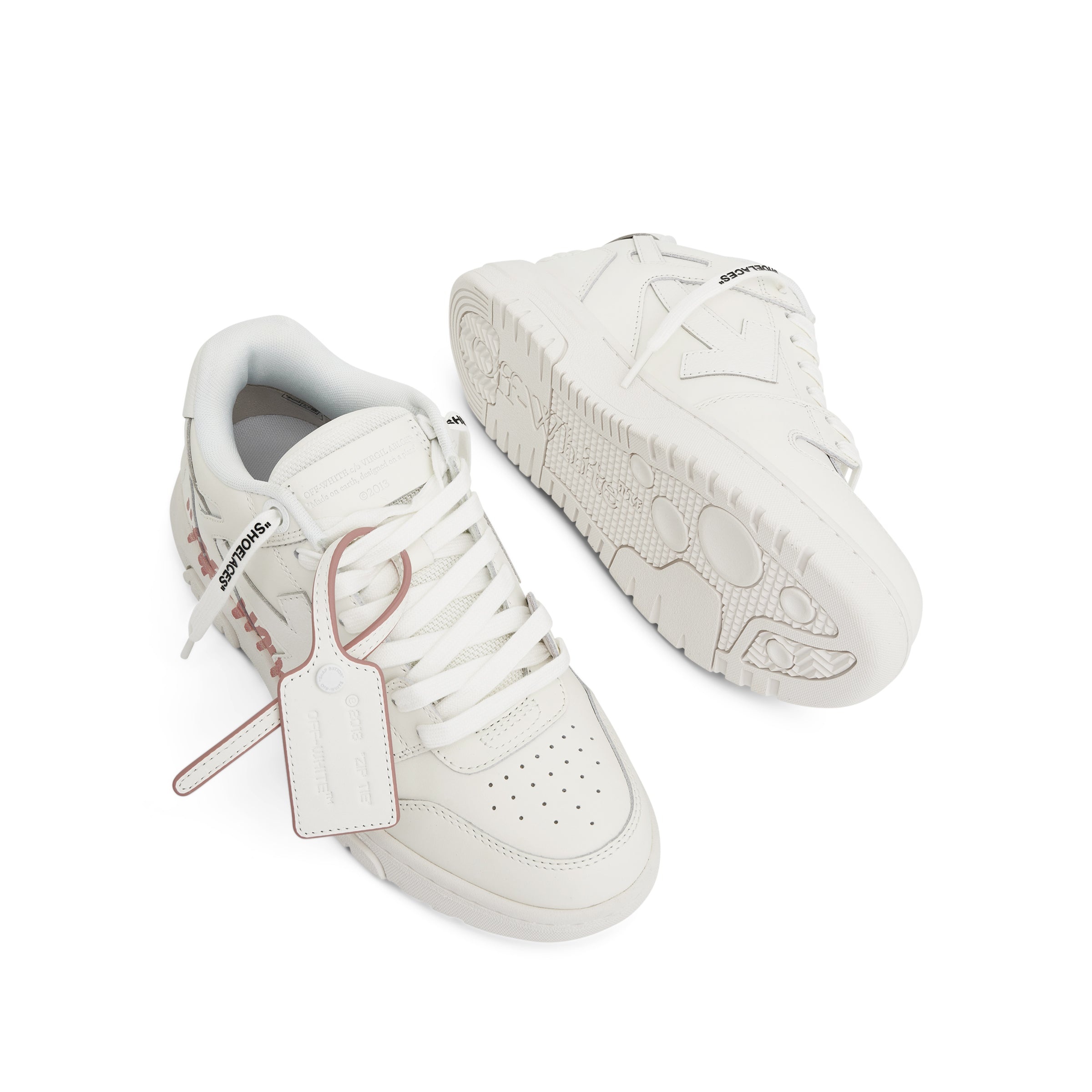 Out of Office "For WALKING" Leather Sneaker in White/Pink - 4