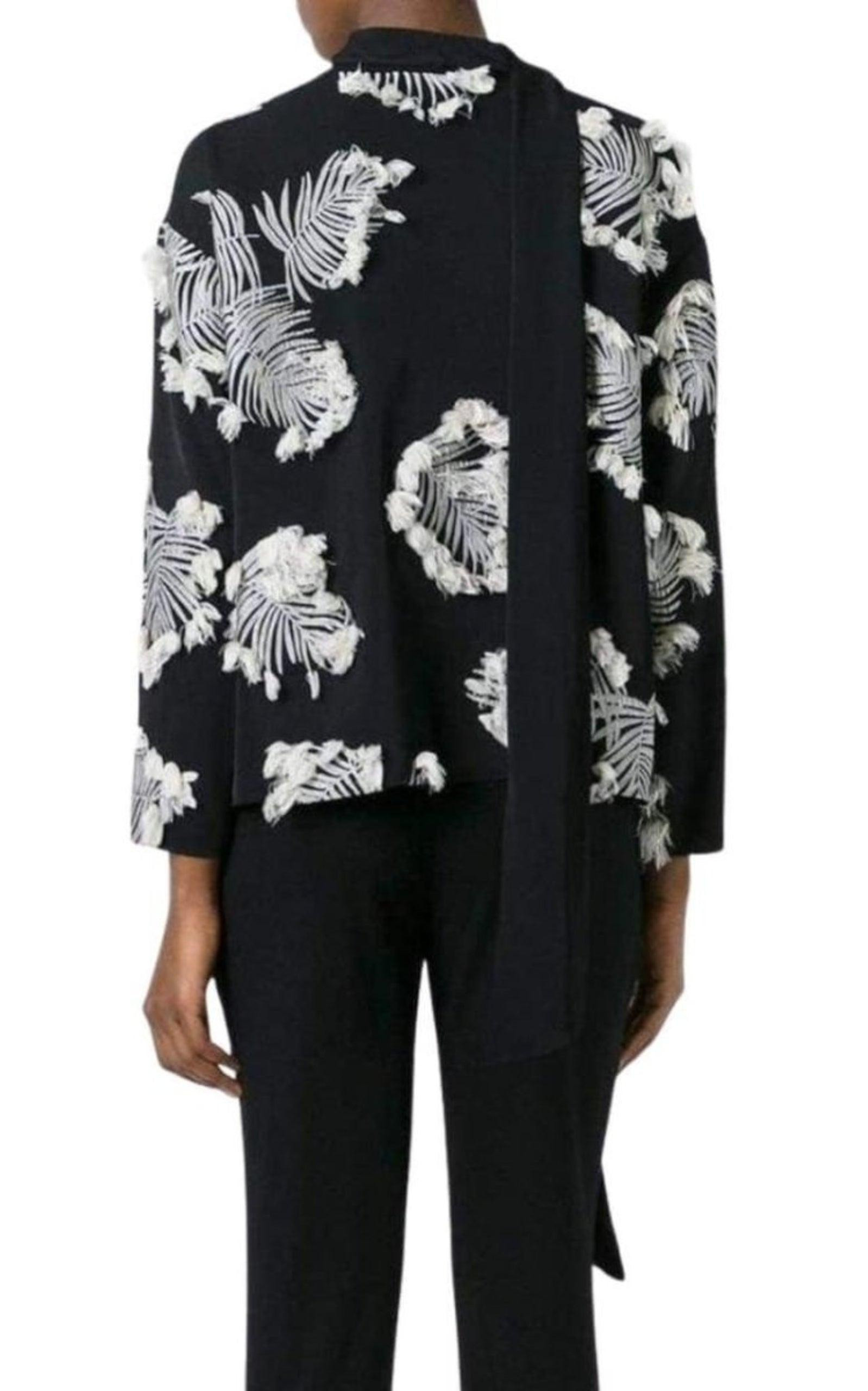 Palm Jacquard Silk Blend Blouse - 3