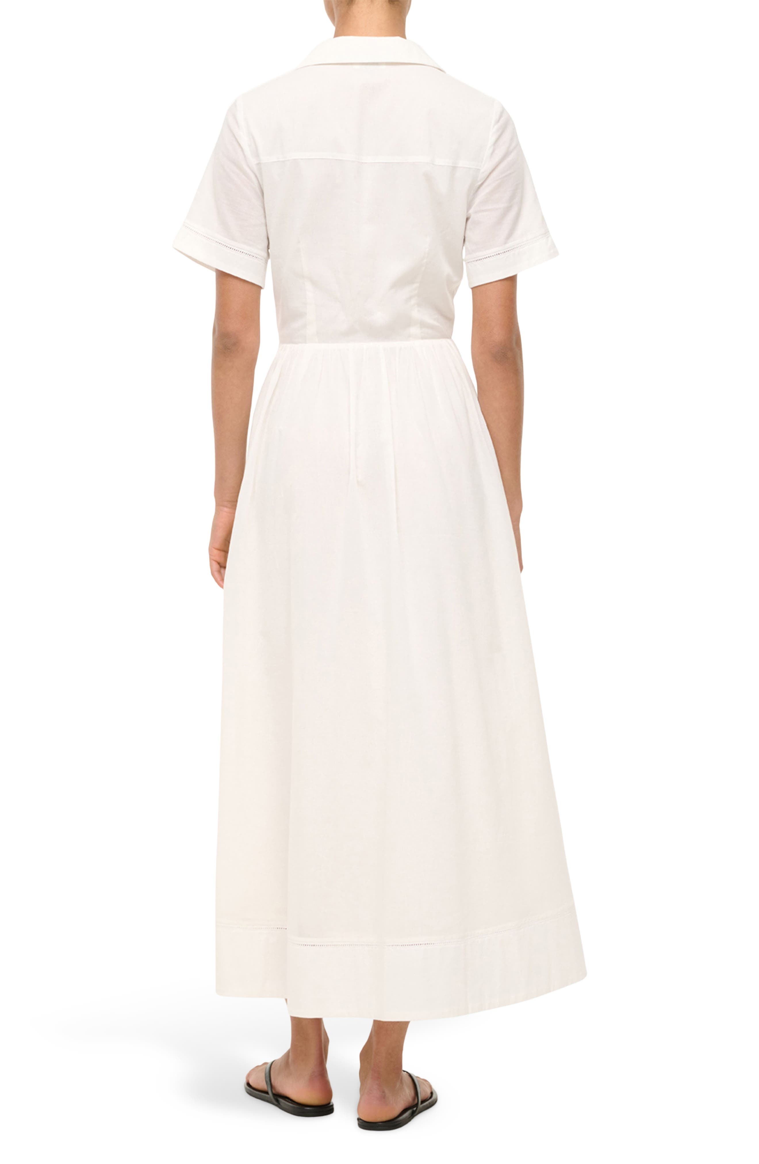 STAUD Meryl Cotton Maxi Shirtdress in White at Nordstrom - 2