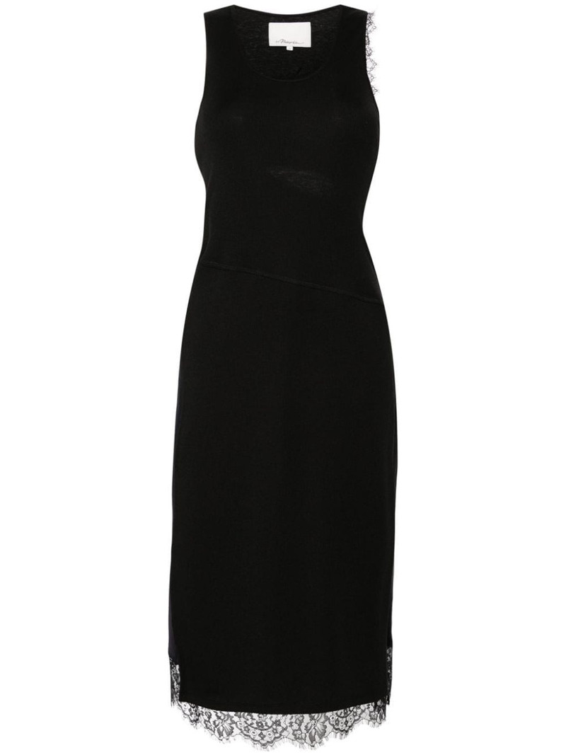 3.1 Phillip Lim asymmetric lace-trim midi dres outlook