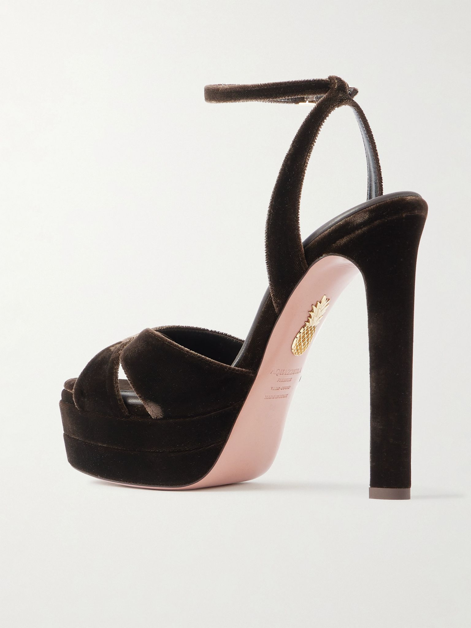 Divine Plateau 130 velvet platform sandals Dark brown - 3