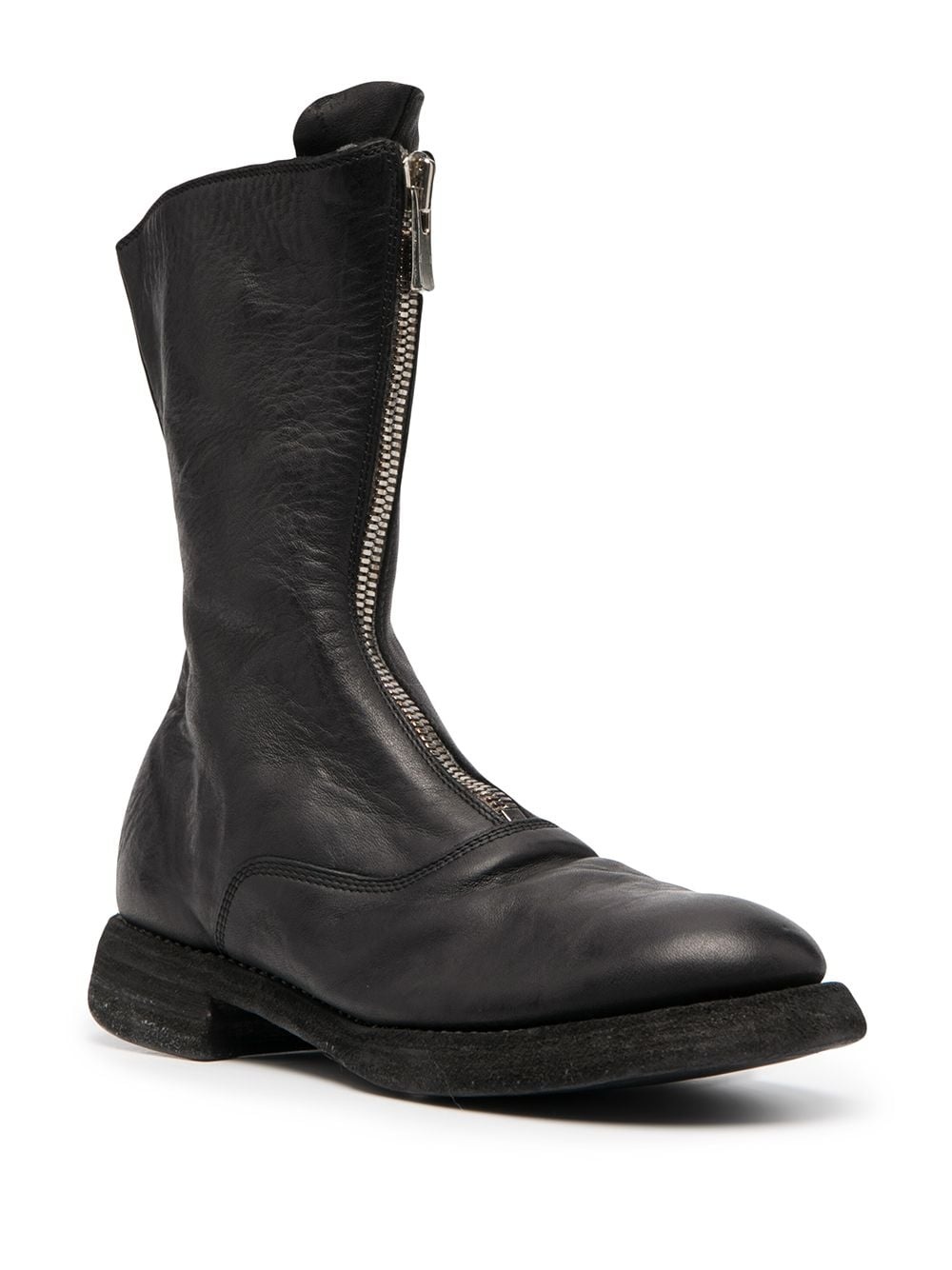 front zip leather army boots - 2