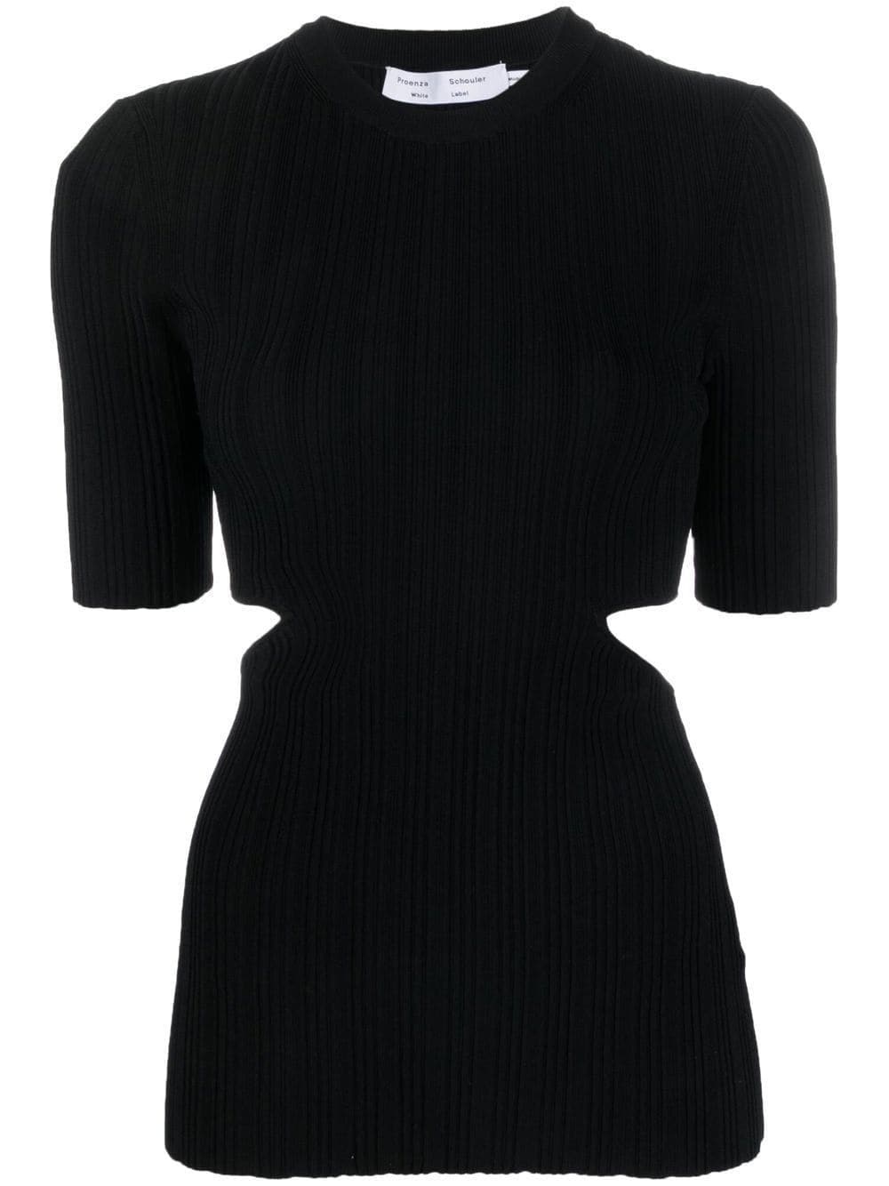 cutout-detail ribbed knit top - 1