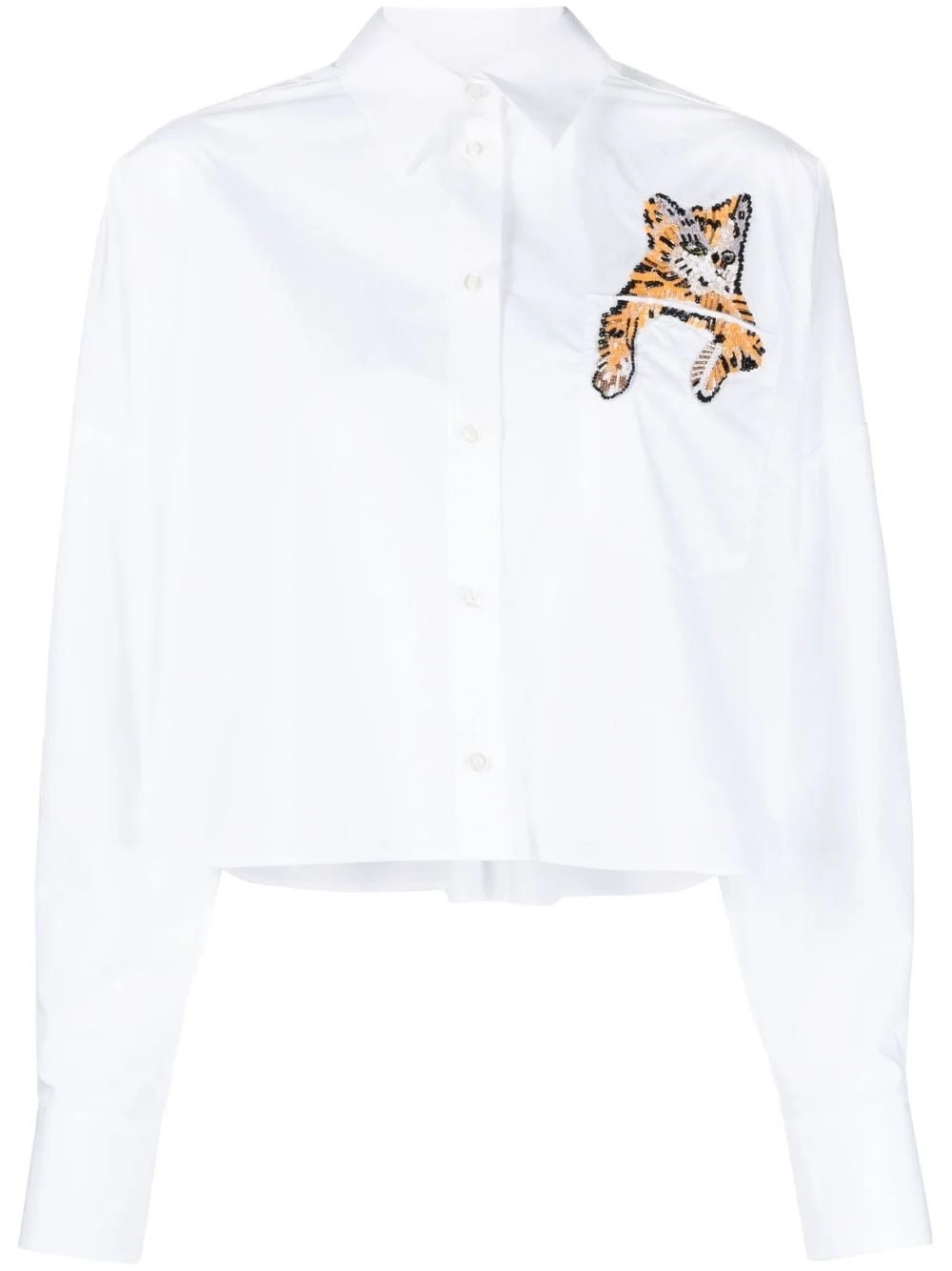 sequin-embellished cat cotton shirt - 1