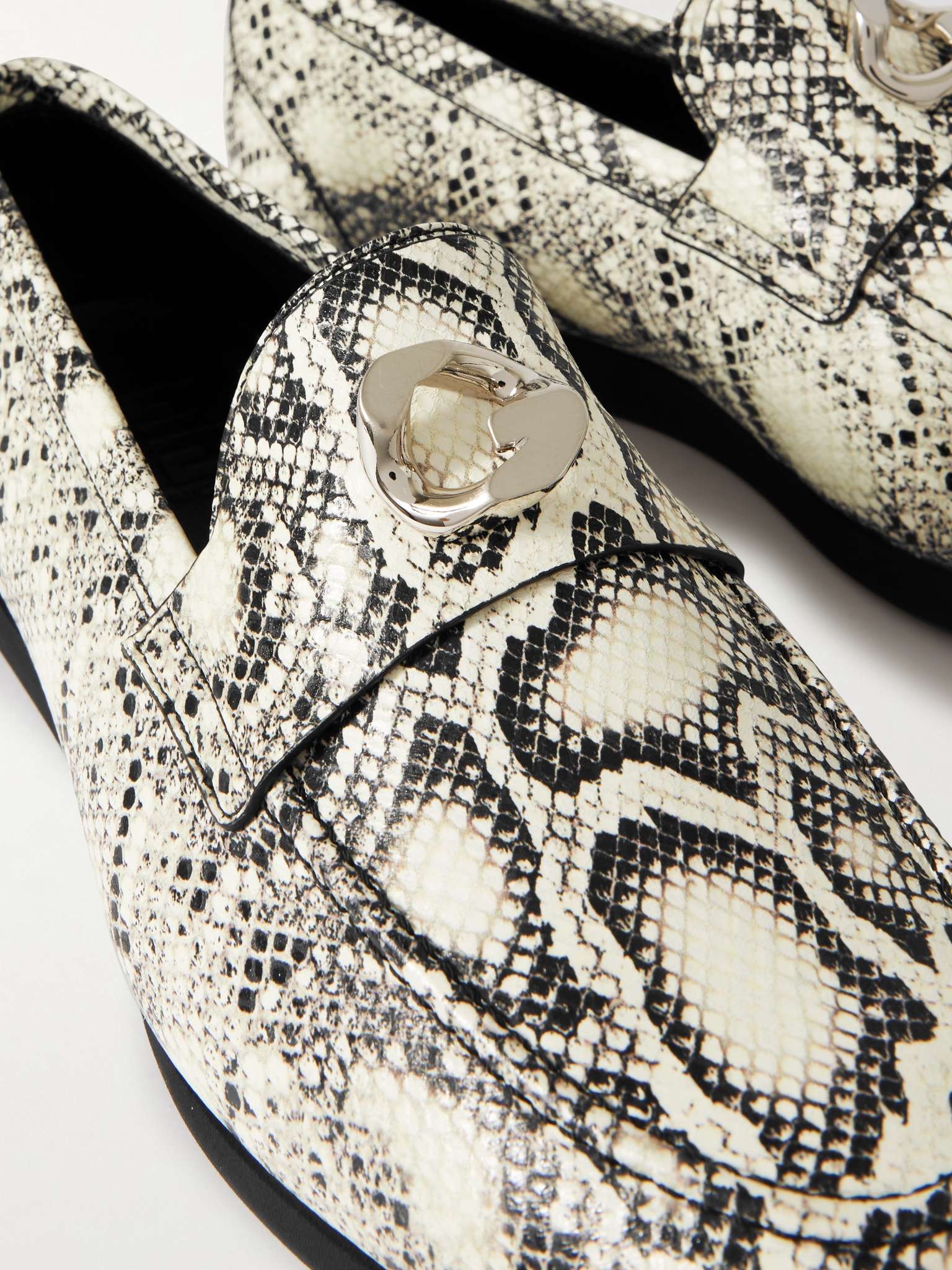 Logo-Embellished Snake-Effect Leather Loafers - 6