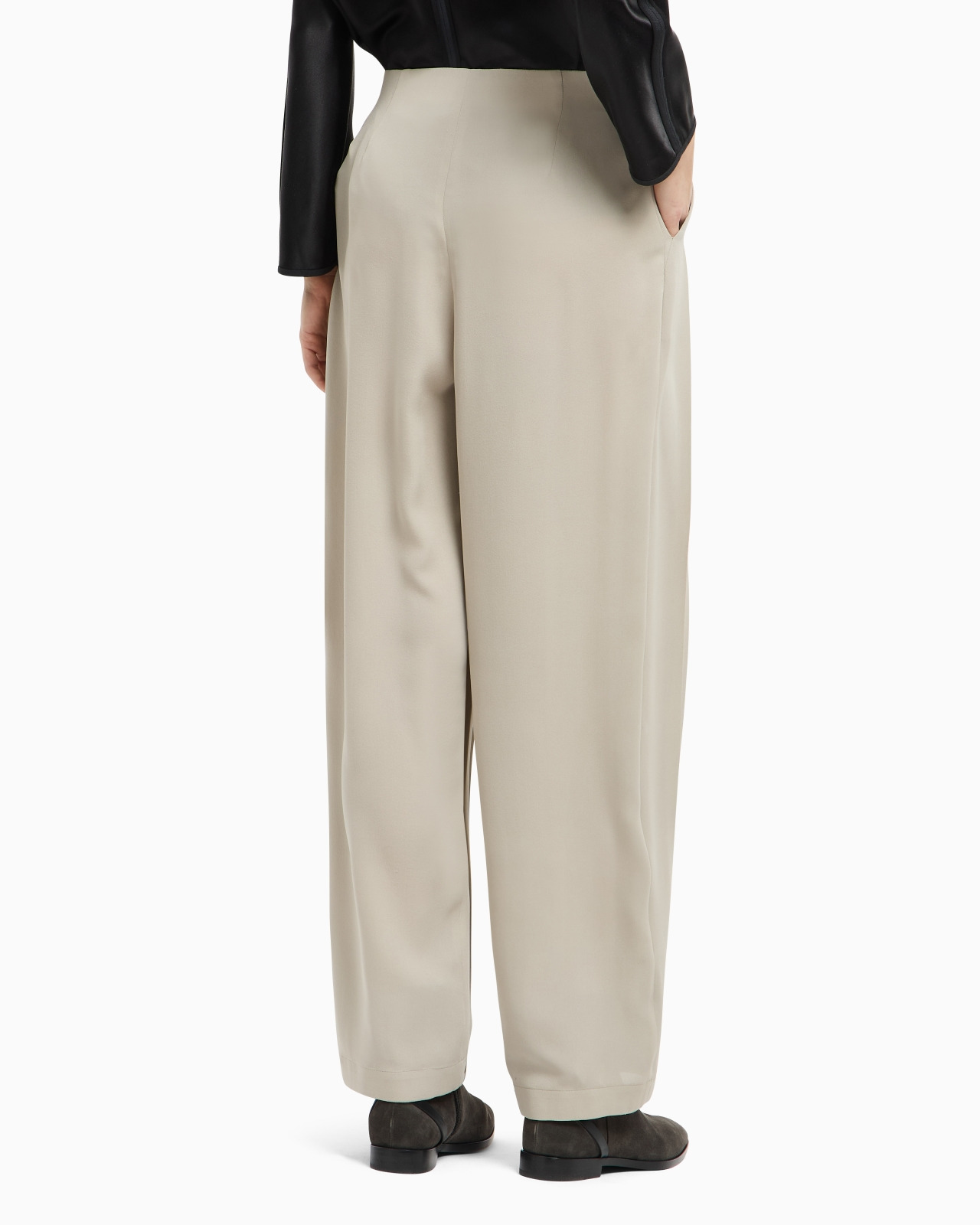 ASV PLEATED TRIPLE SILK GEORGETTE TROUSERS - 2