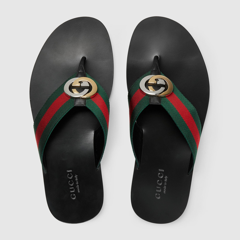 GUCCI Men's thong sandal with Web outlook
