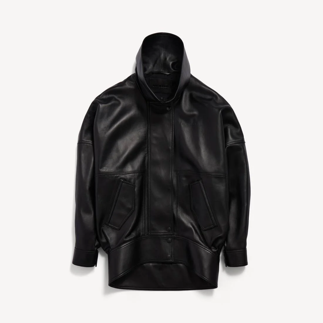 Women's High Collar Bomber in Black - 1
