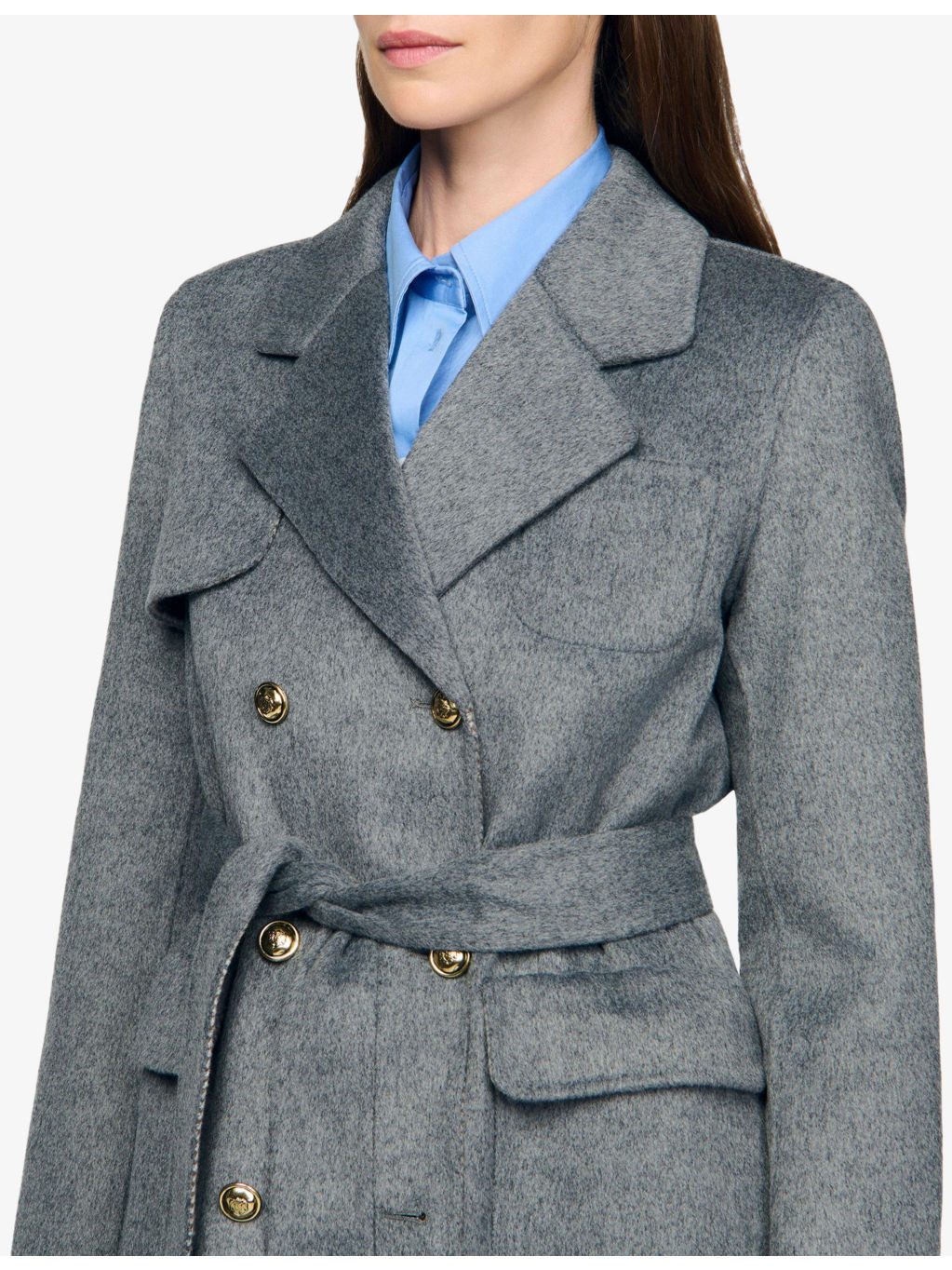 Double-Breasted Tie-Belt Wool-Blend Coat - 5