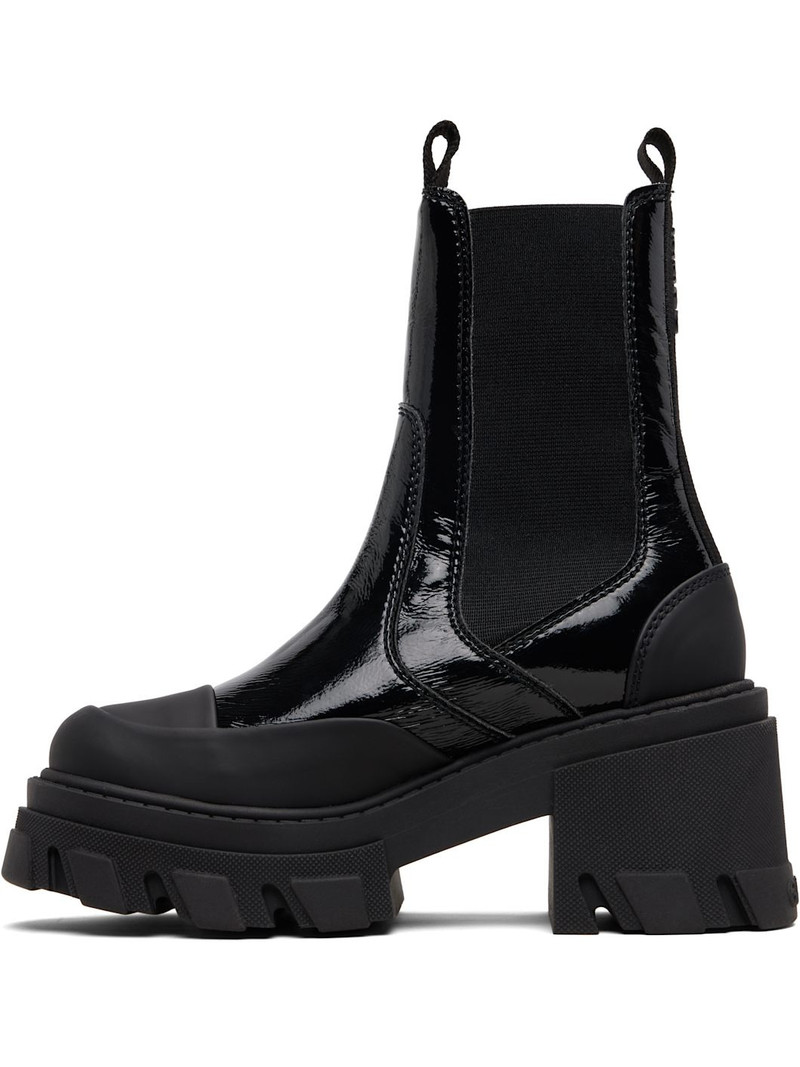 GANNI Black Cleated Heeled Mid Chelsea Boots outlook