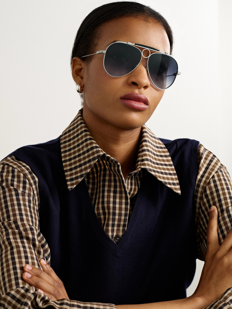 JACQUES MARIE MAGE Duke 2 Silver-tone Aviator-style Sunglasses outlook