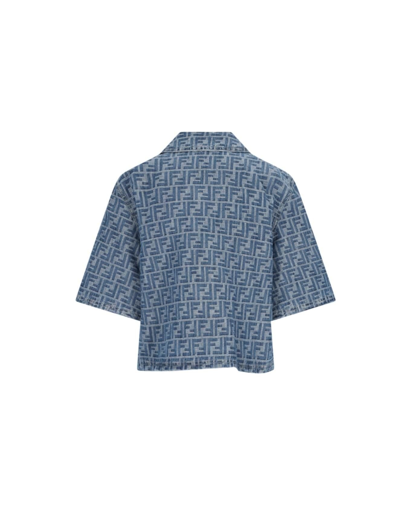 ジャケット Fendi FF DENIM CHAMBRAY CROPPED JACKET Fendi 'ff' Chambray Denim Crop Zip Jacket | italist, ALWAYS