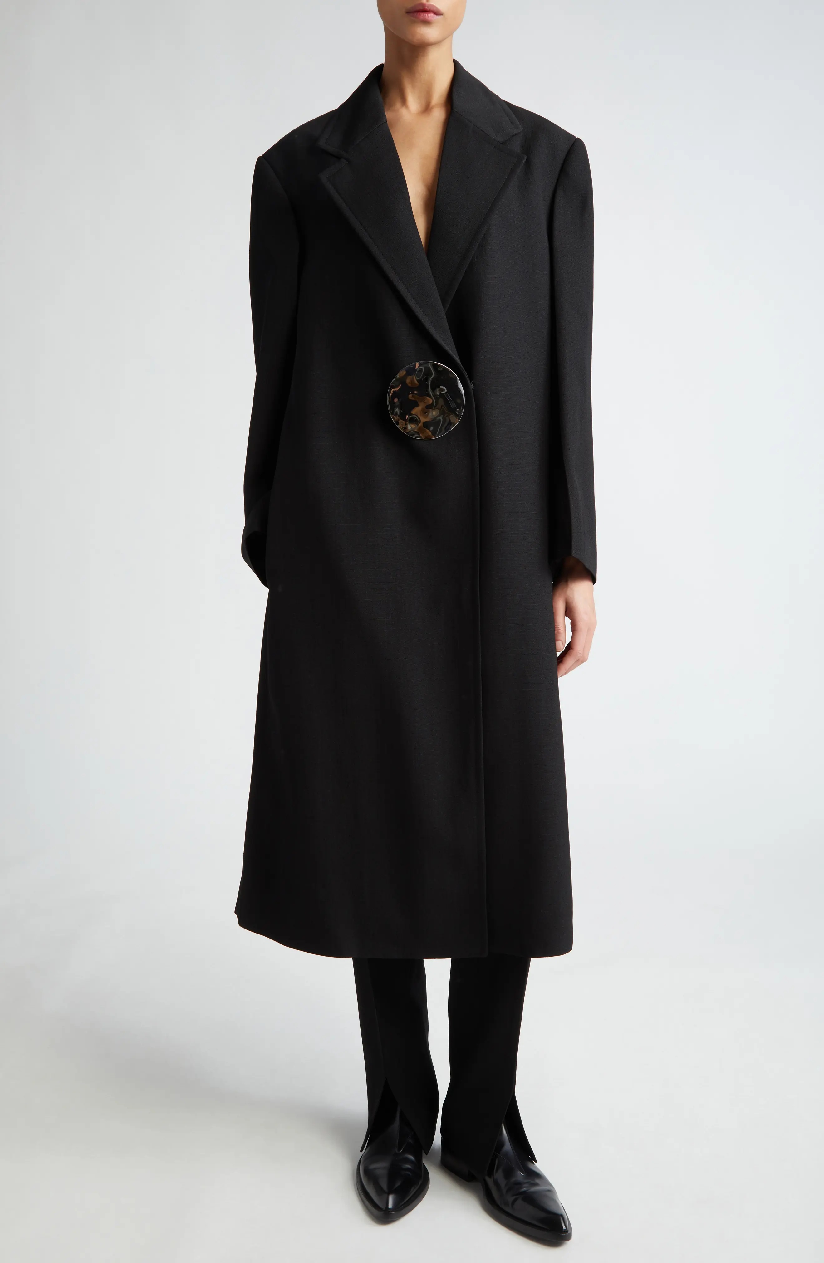 Hammered Disc Longline Coat - 7