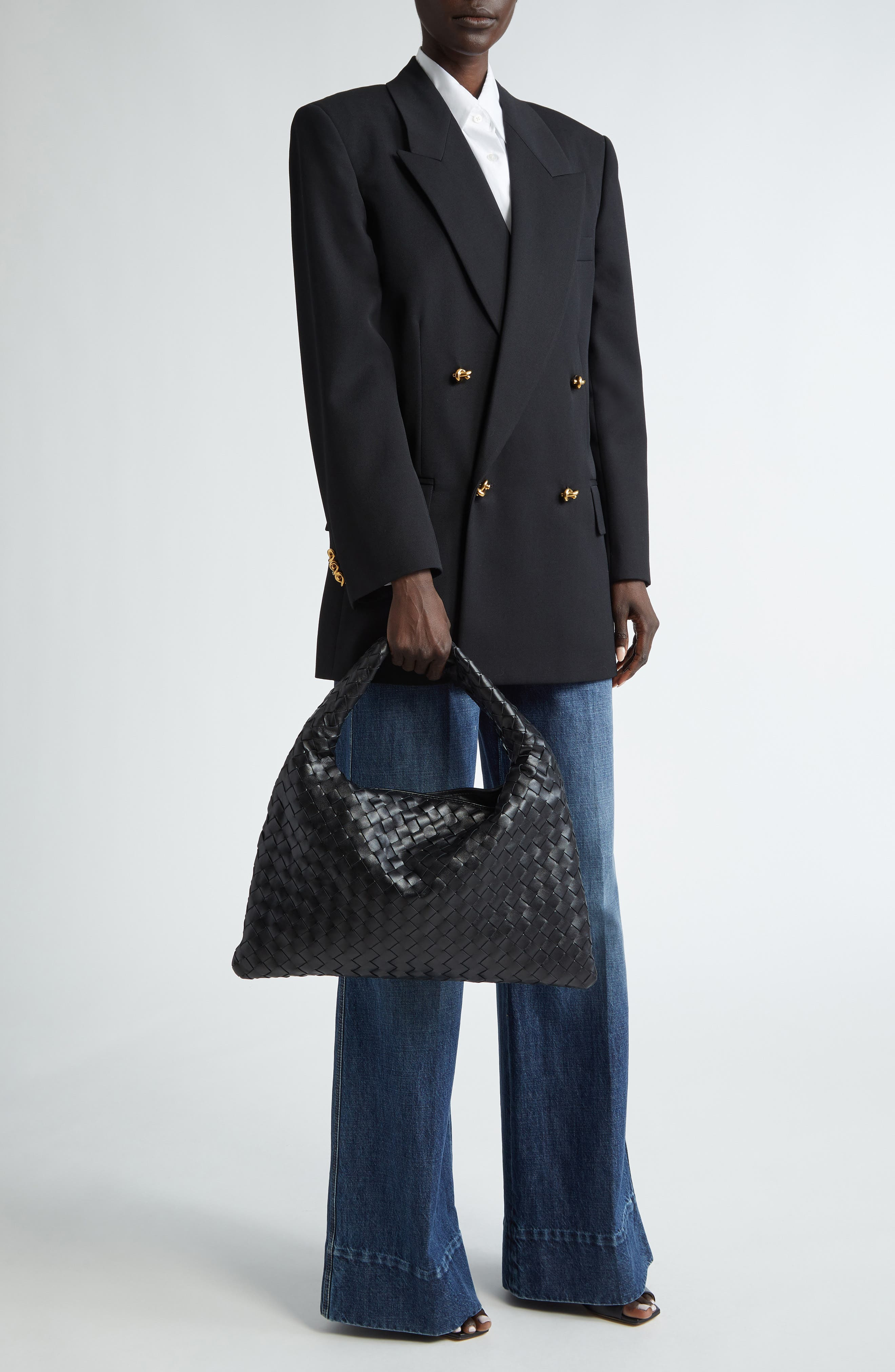 Small Hop Intrecciato Leather Hobo Bag - 3