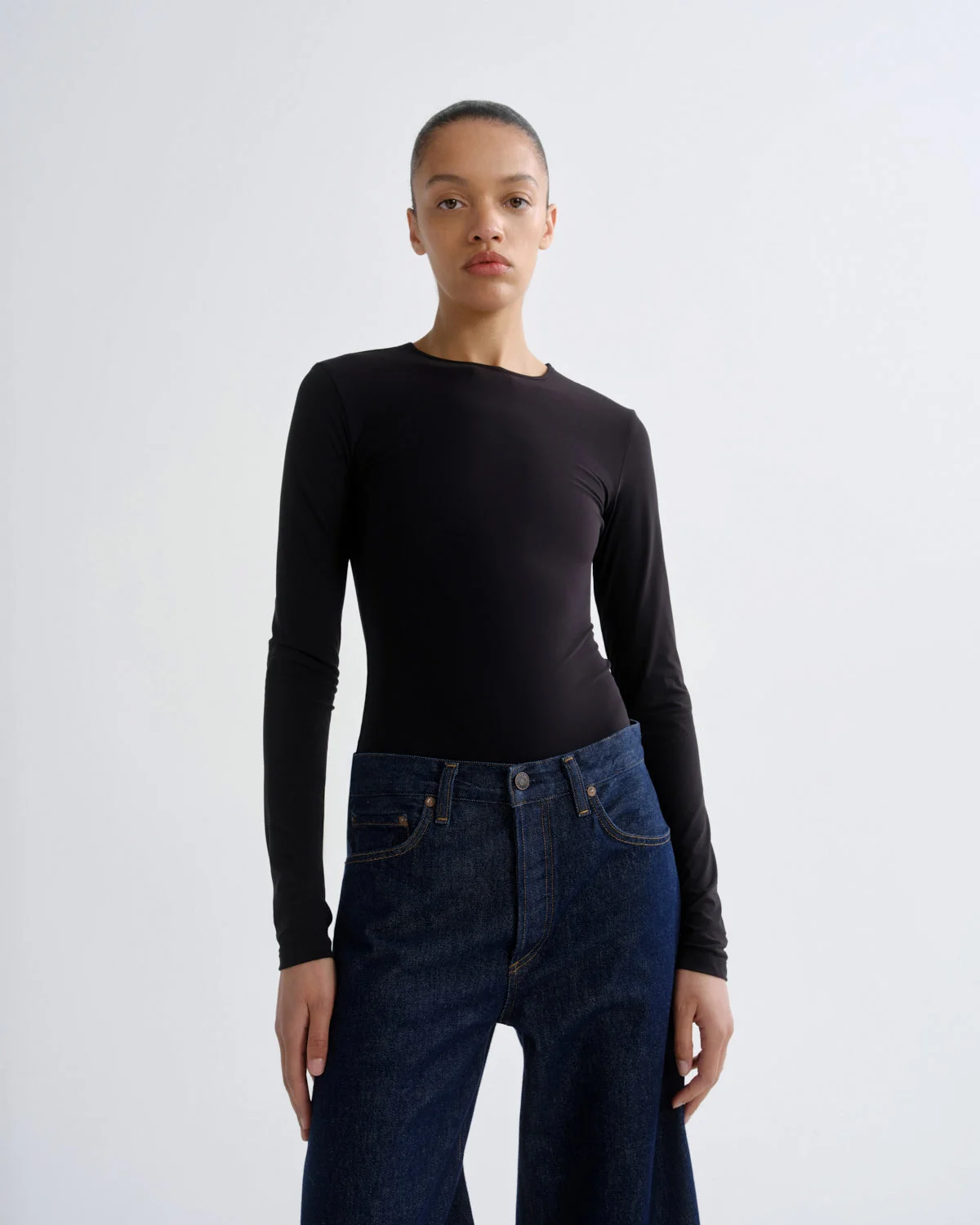 AURA LONG SLEEVE BODYSUIT IN BLACK - 1